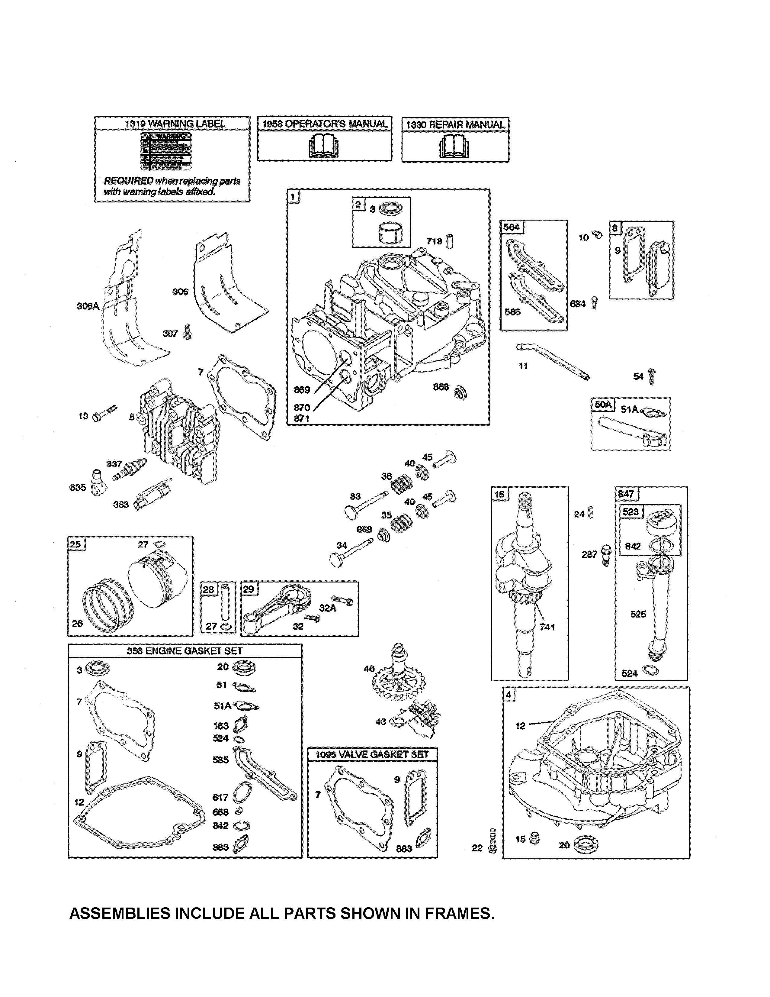 Cylinder/crankshaft/sump