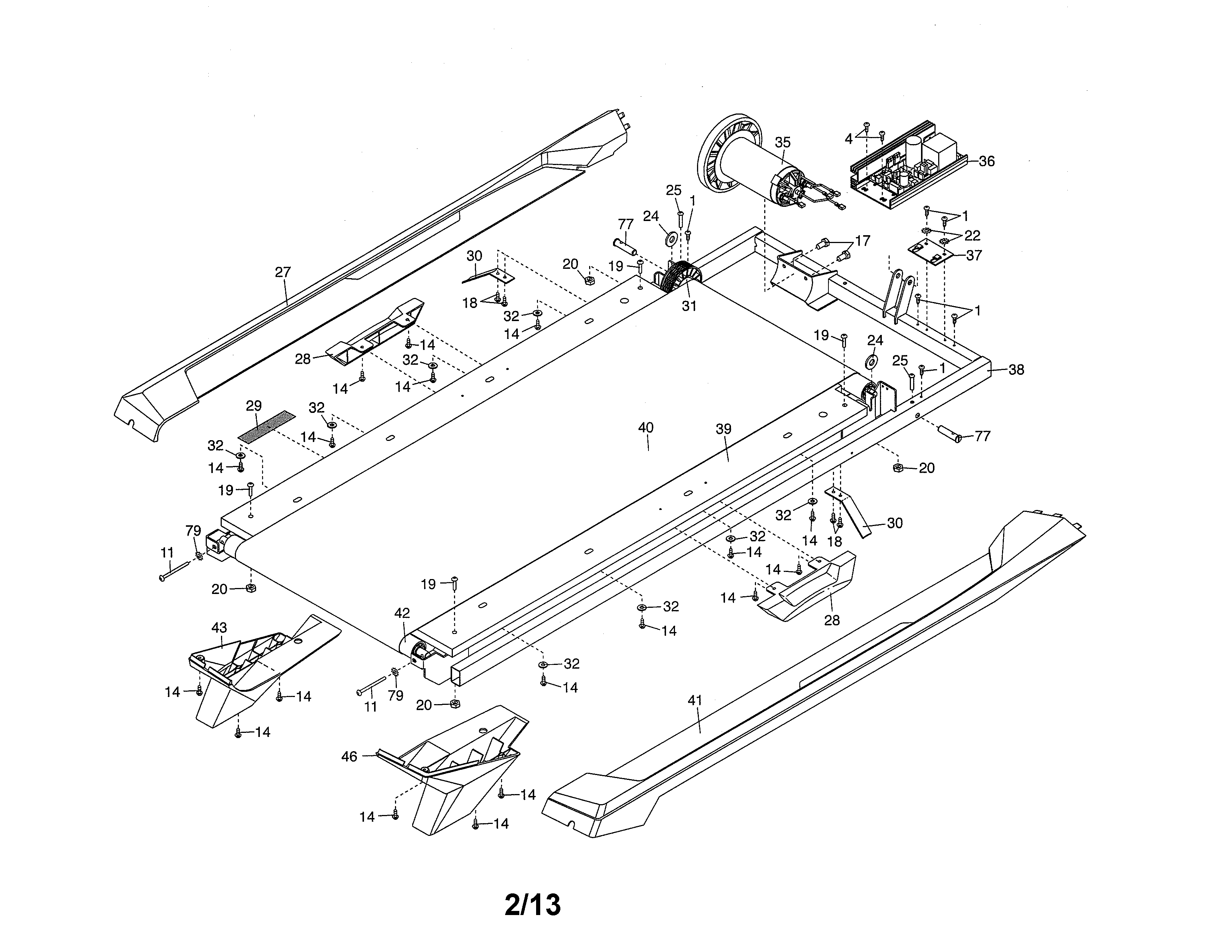Walking belt/drive motor