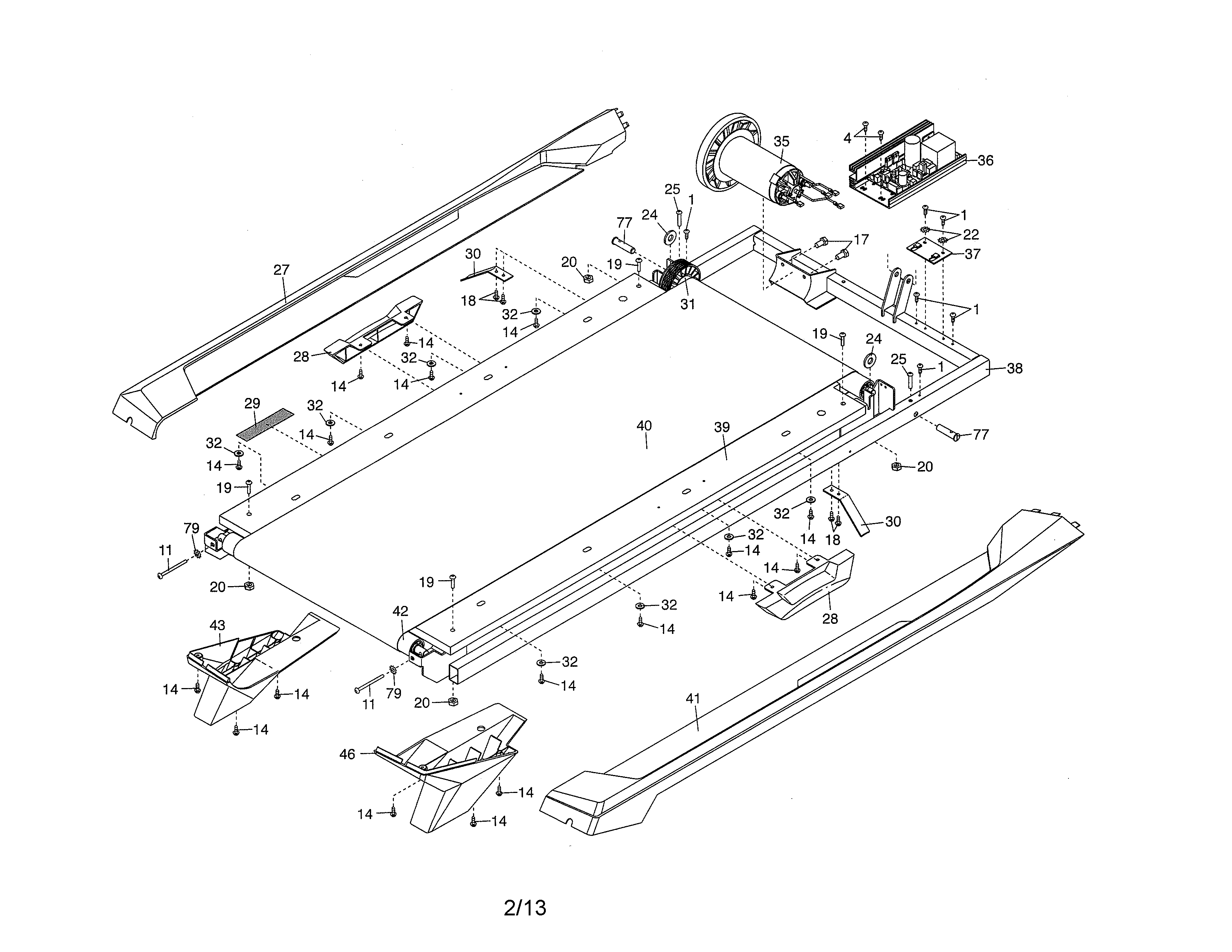 Walking belt/drive motor