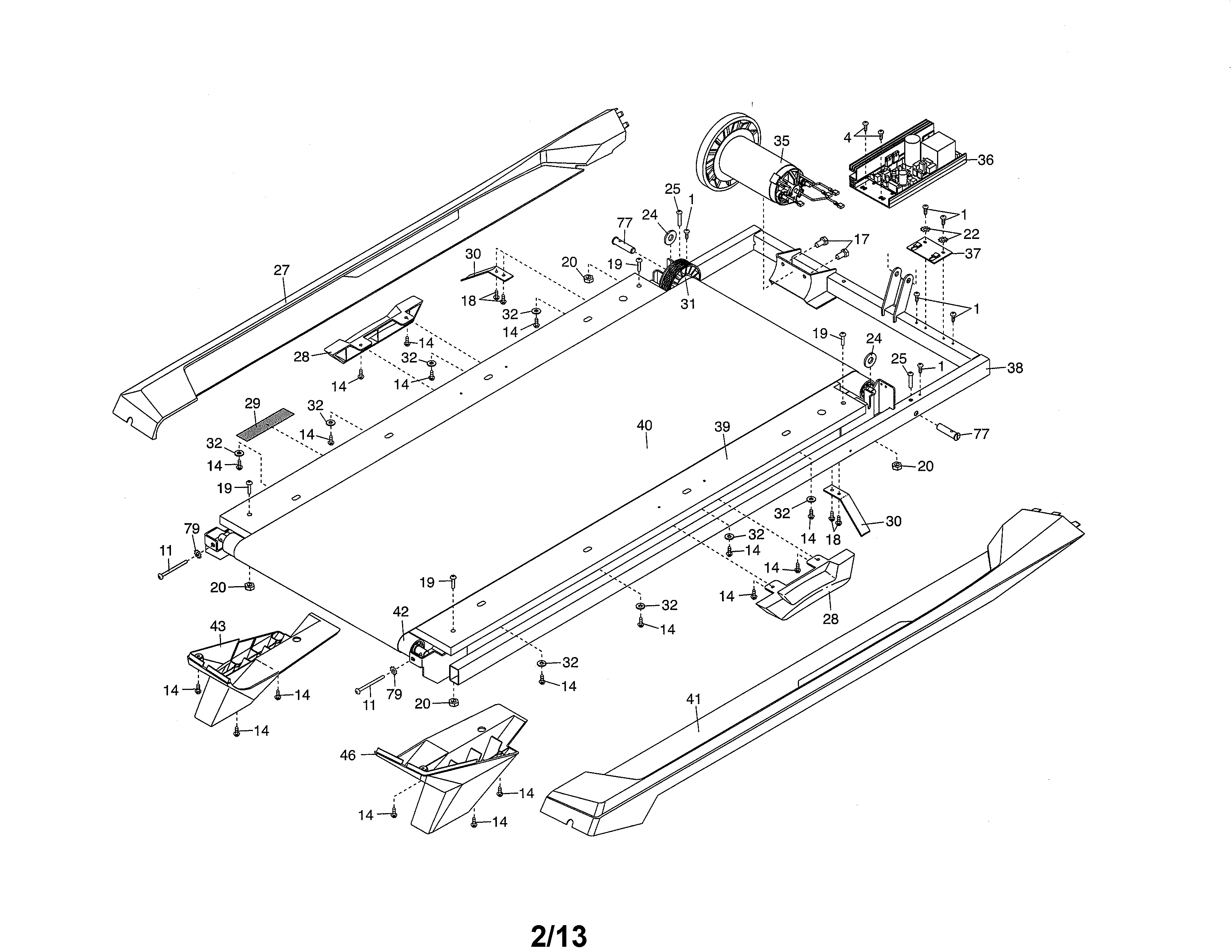Drive motor/walking belt