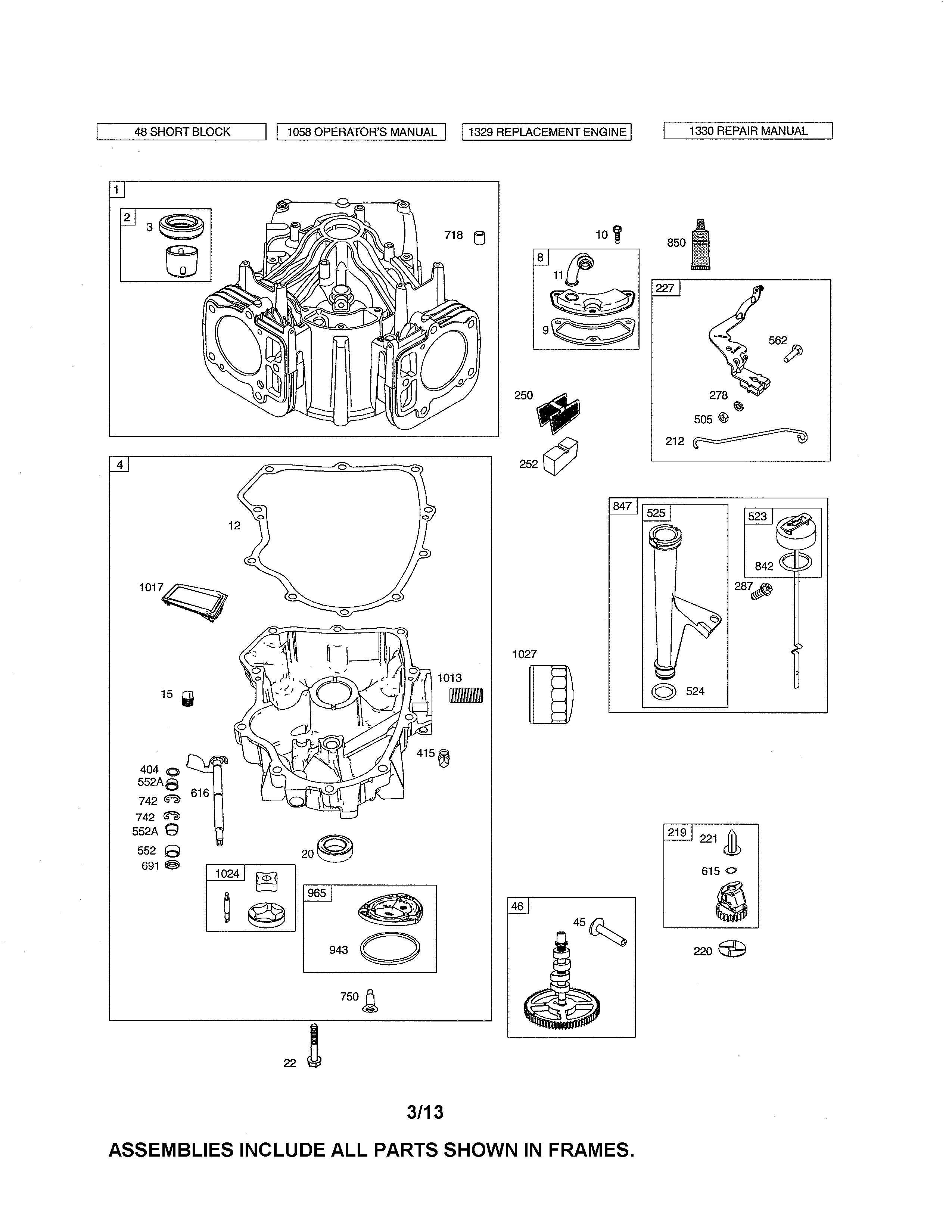 Cylinder/sump/camshaft