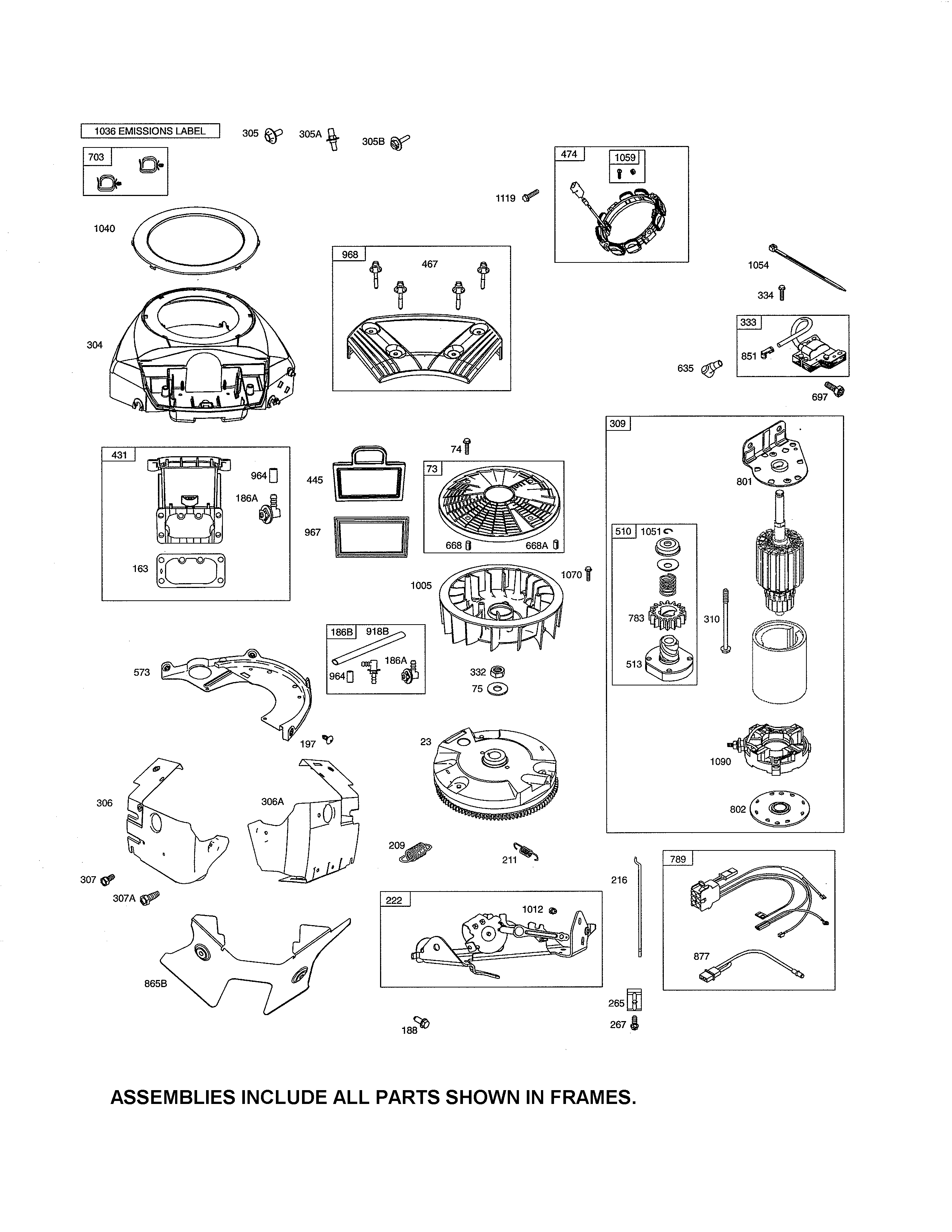 Motor-starter/blower housing/flywheel