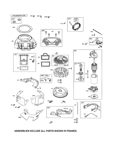 Motor-starter/blower housing/flywheel
