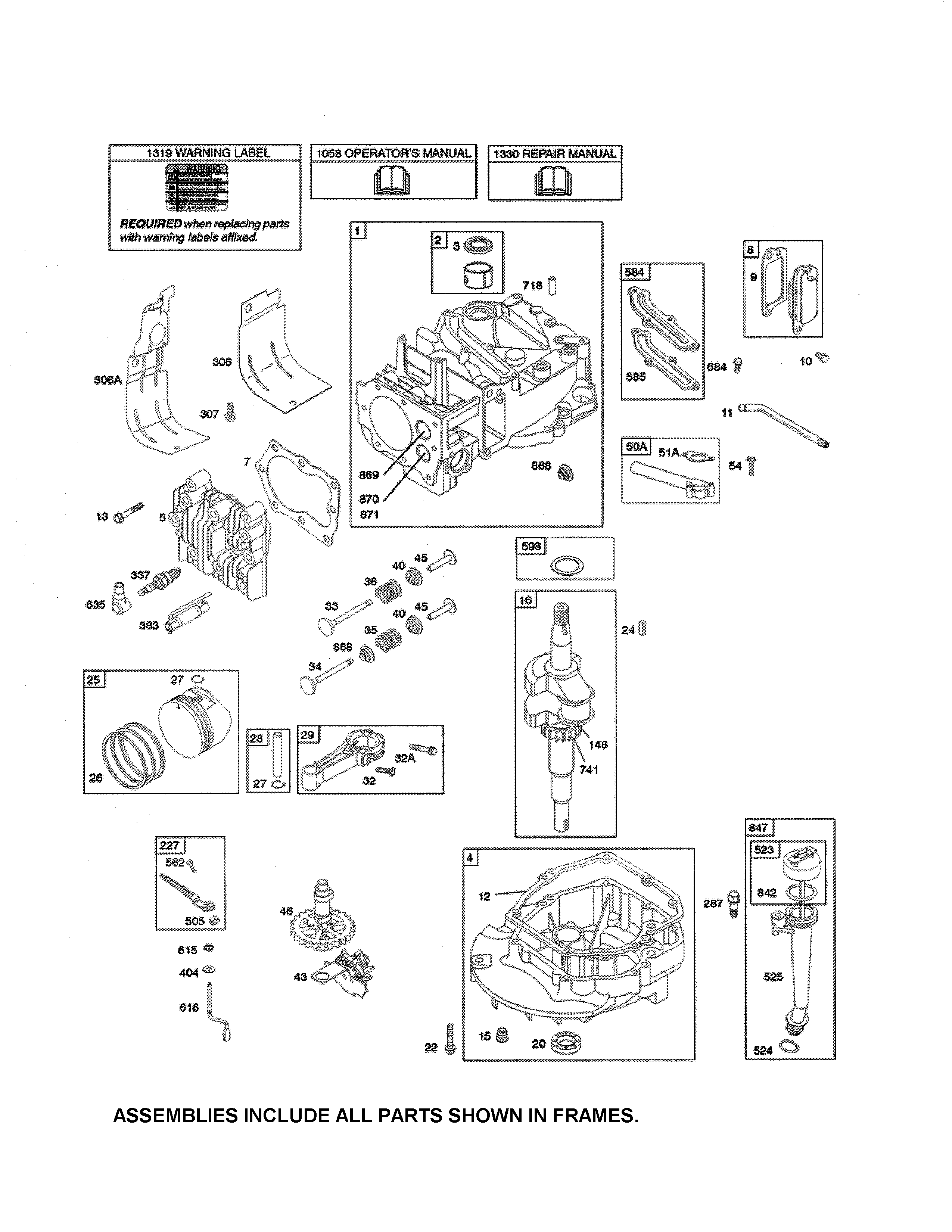 Cylinder/crankshaft/sump