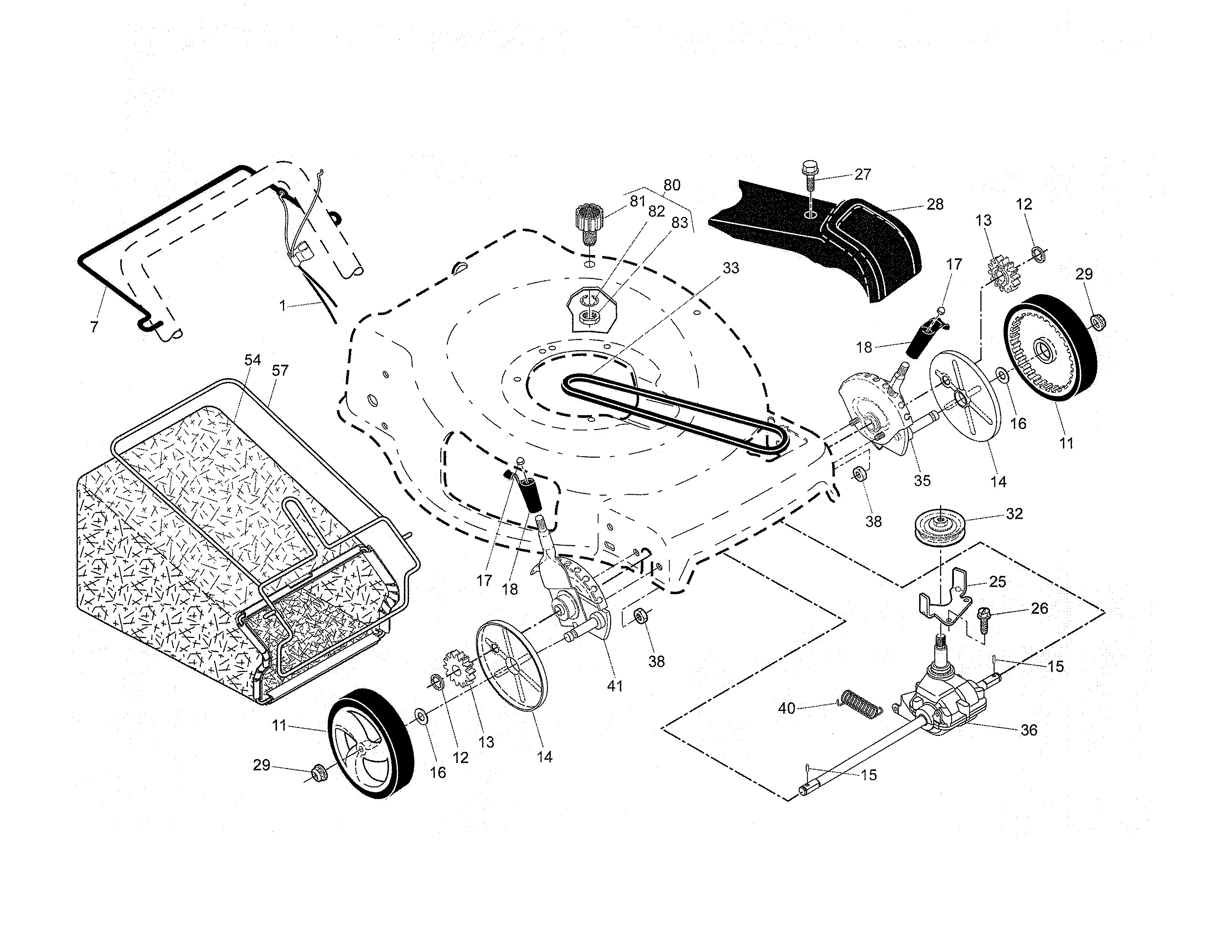 Drive control/gear case/wheels