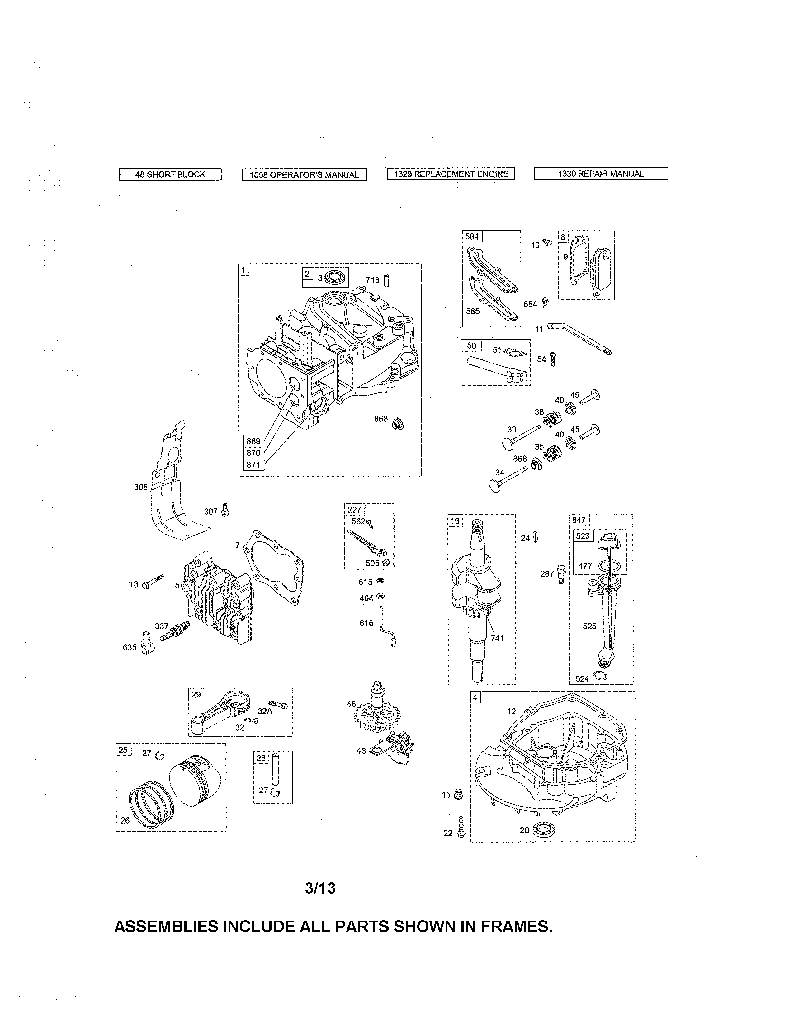 Cylinder/crankshaft/sump