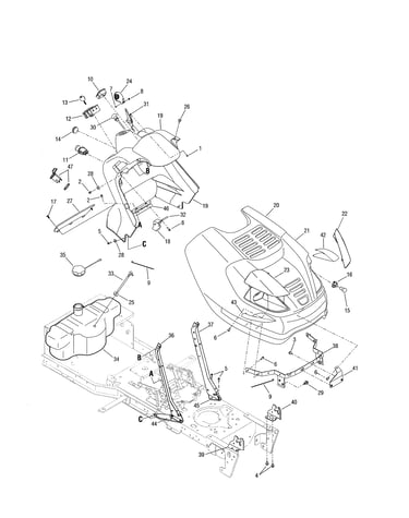 Hood/fuel tank