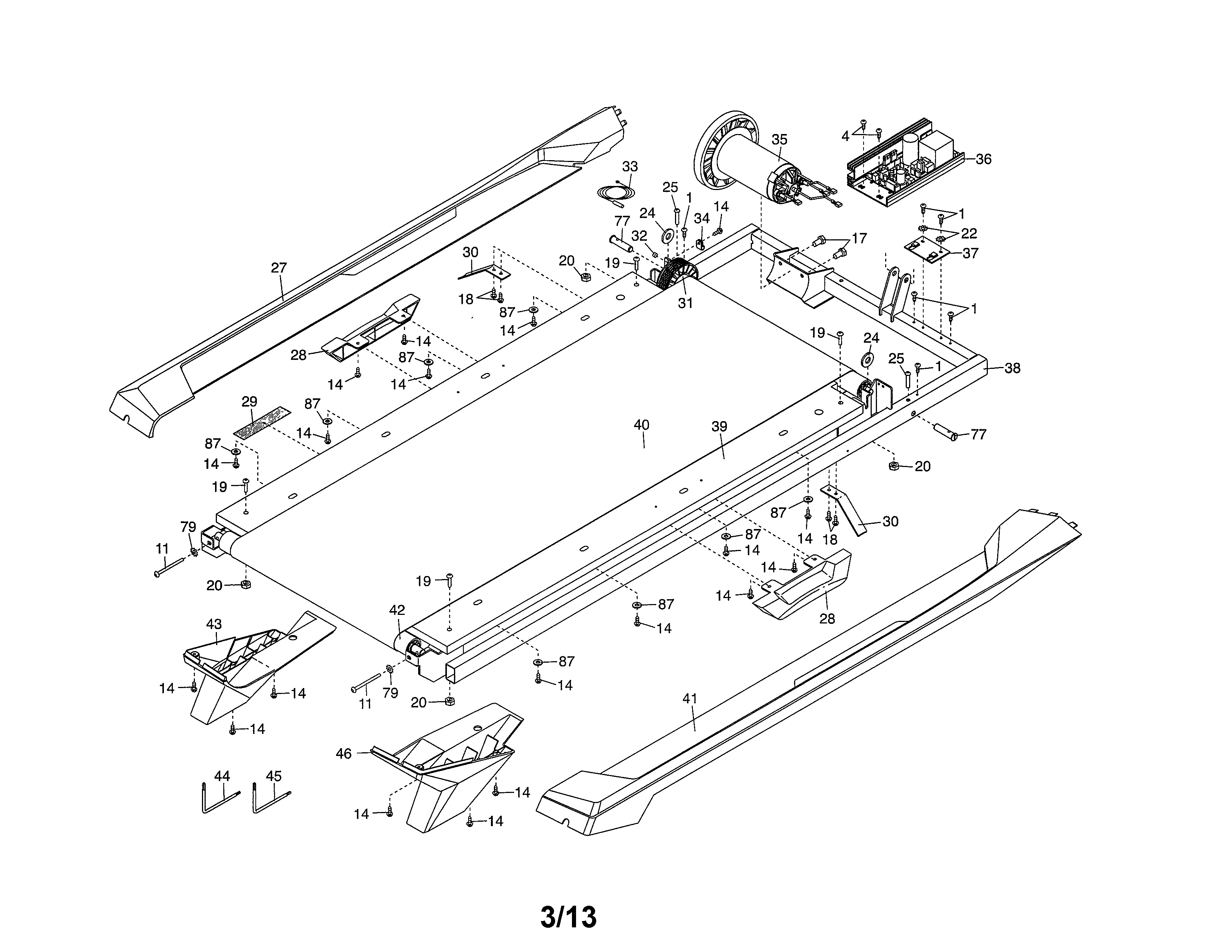 Walking belt/drive motor
