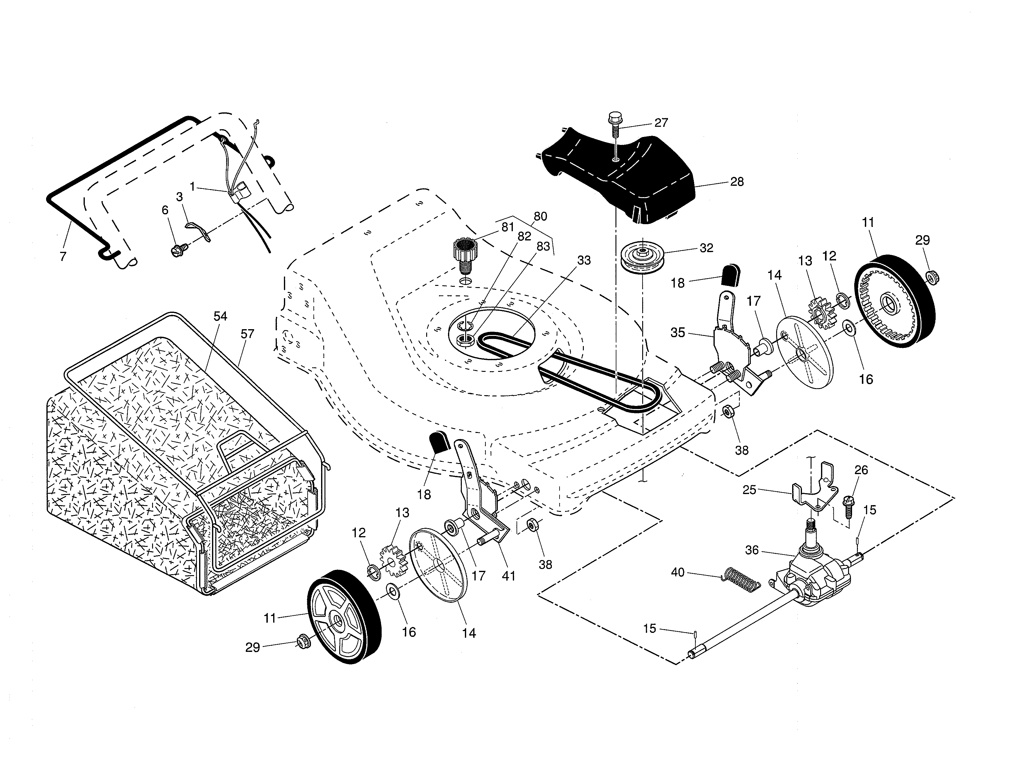 Drive control/gear case/wheels