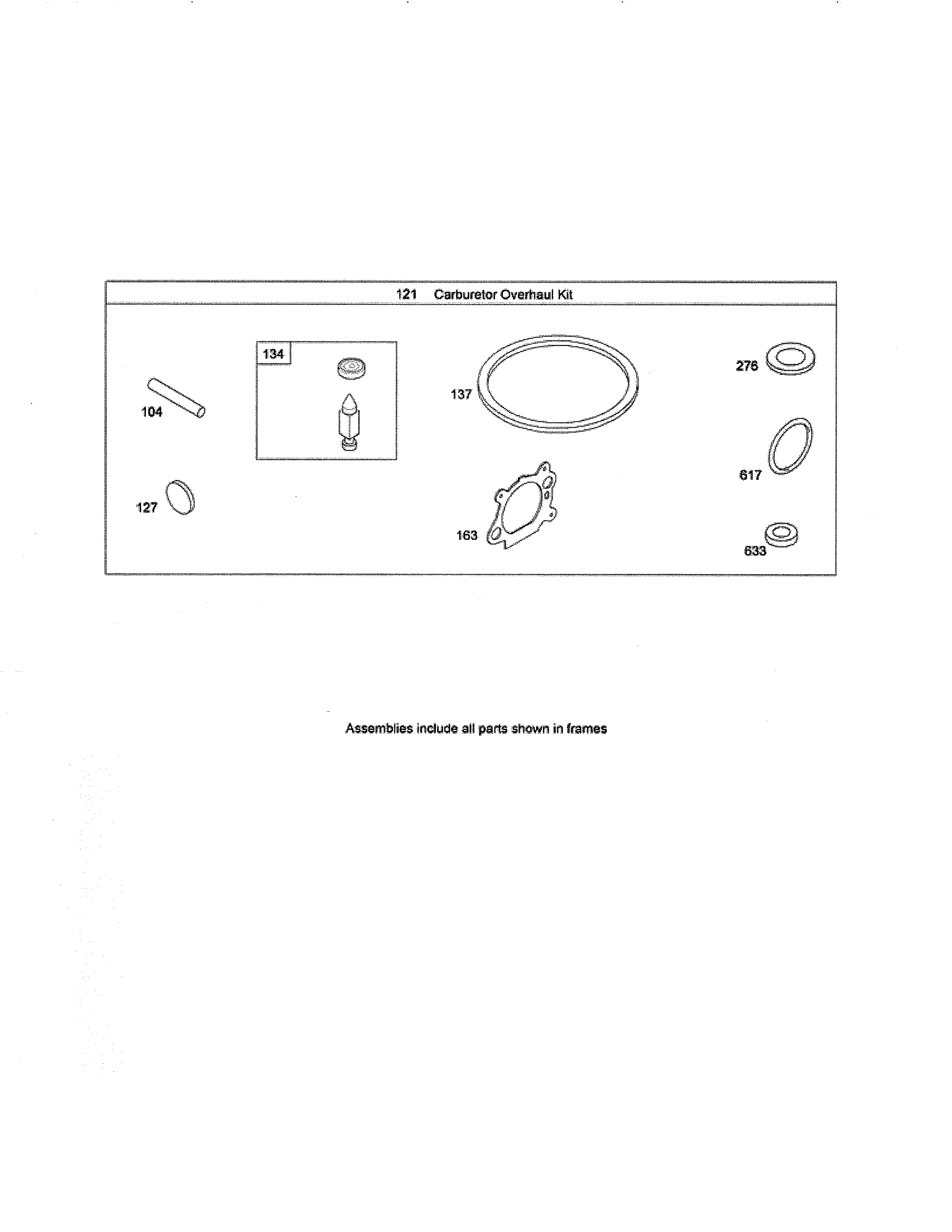Carburetor overhaul kit