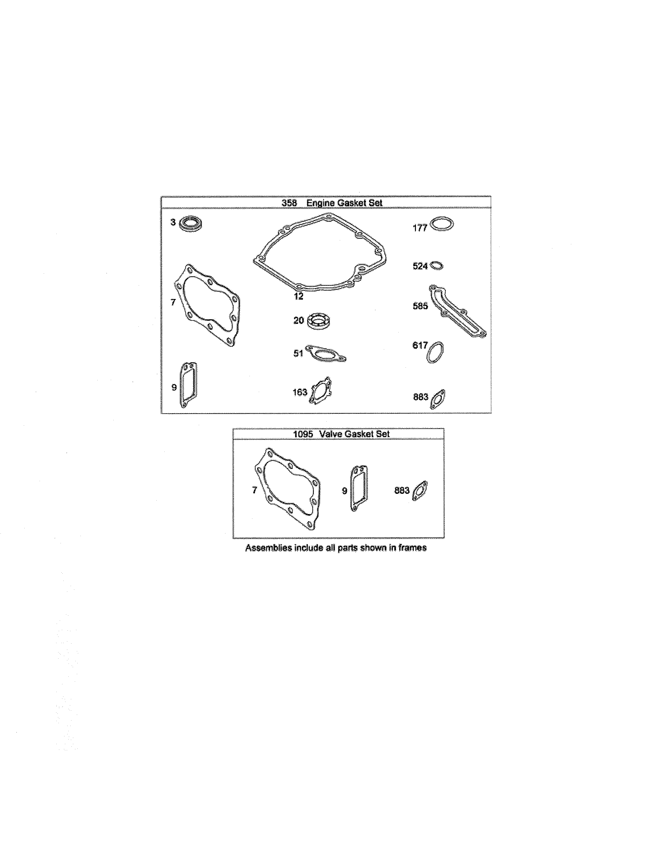 Engine/valve gasket sets