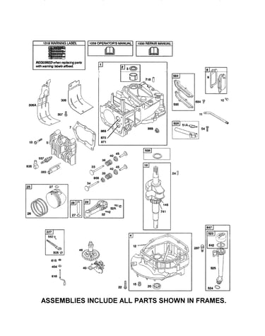 Cylinder/crankshaft/sump