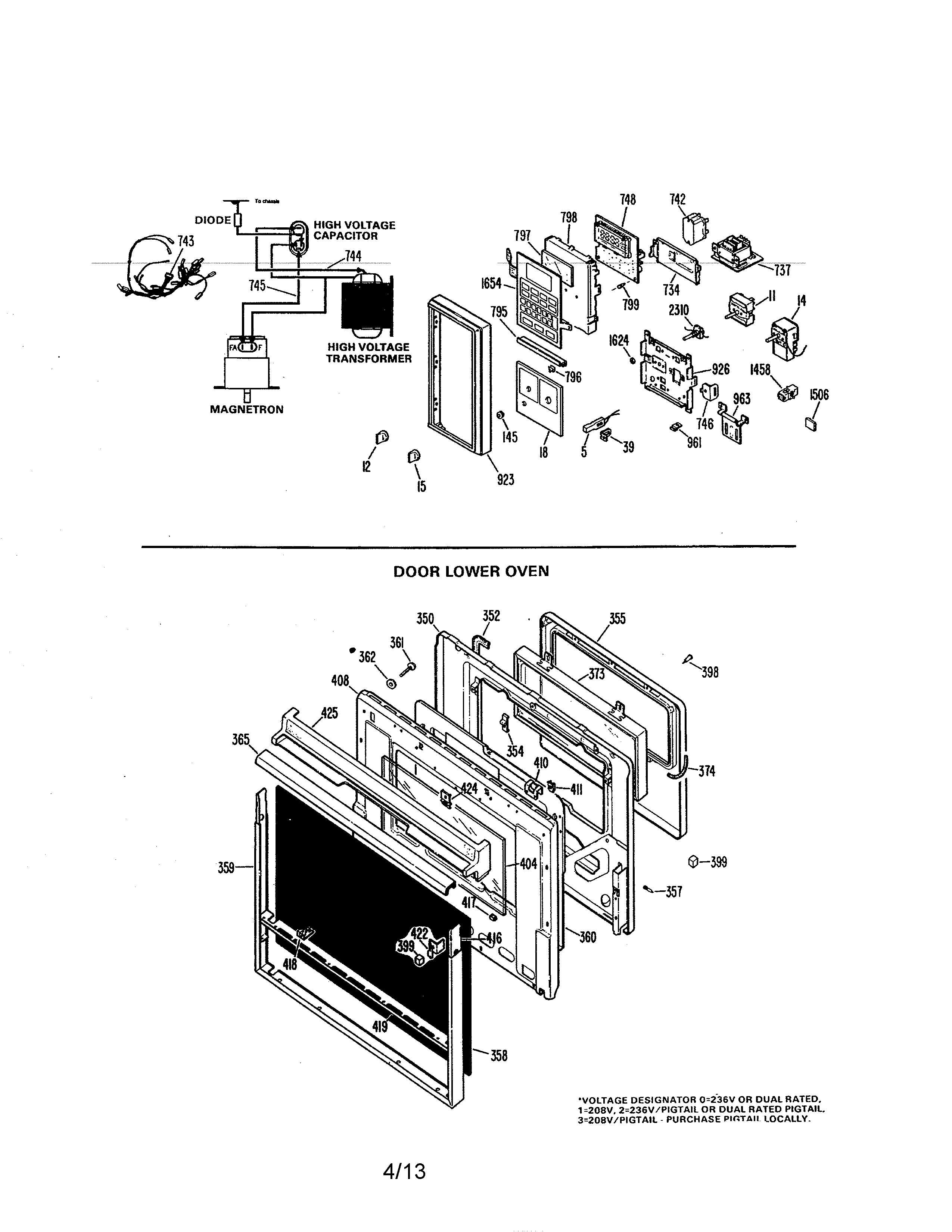Wiring material/lower oven door
