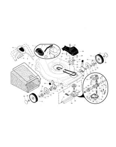 Drive control/gear case/wheels