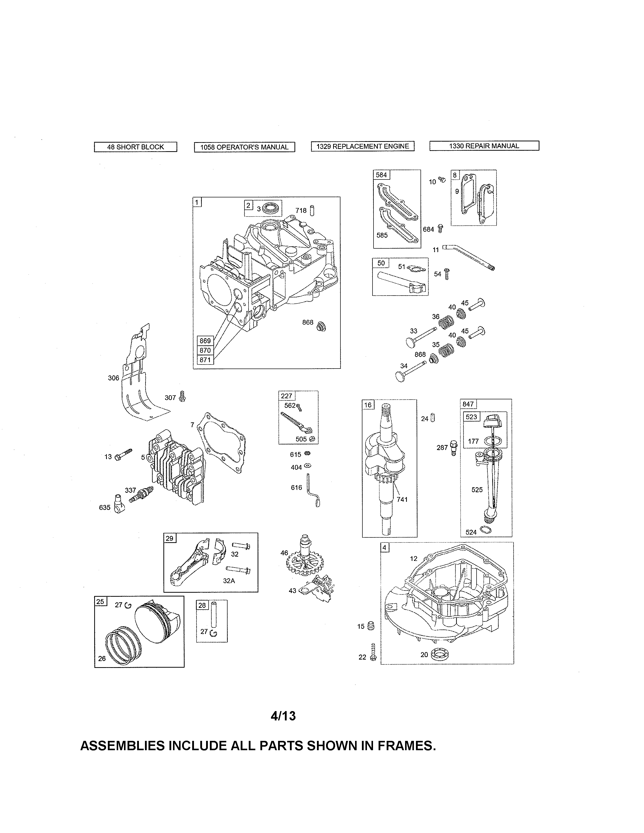Cylinder/crankshaft/sump
