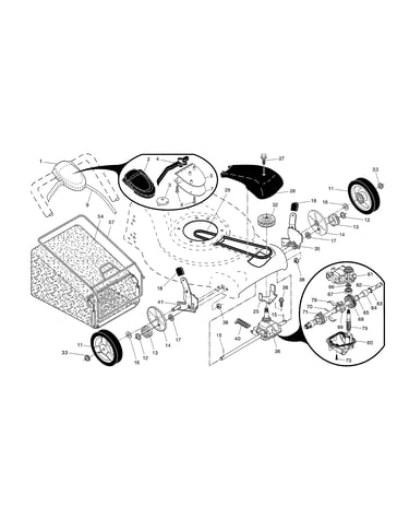 Drive control/gear case/wheels