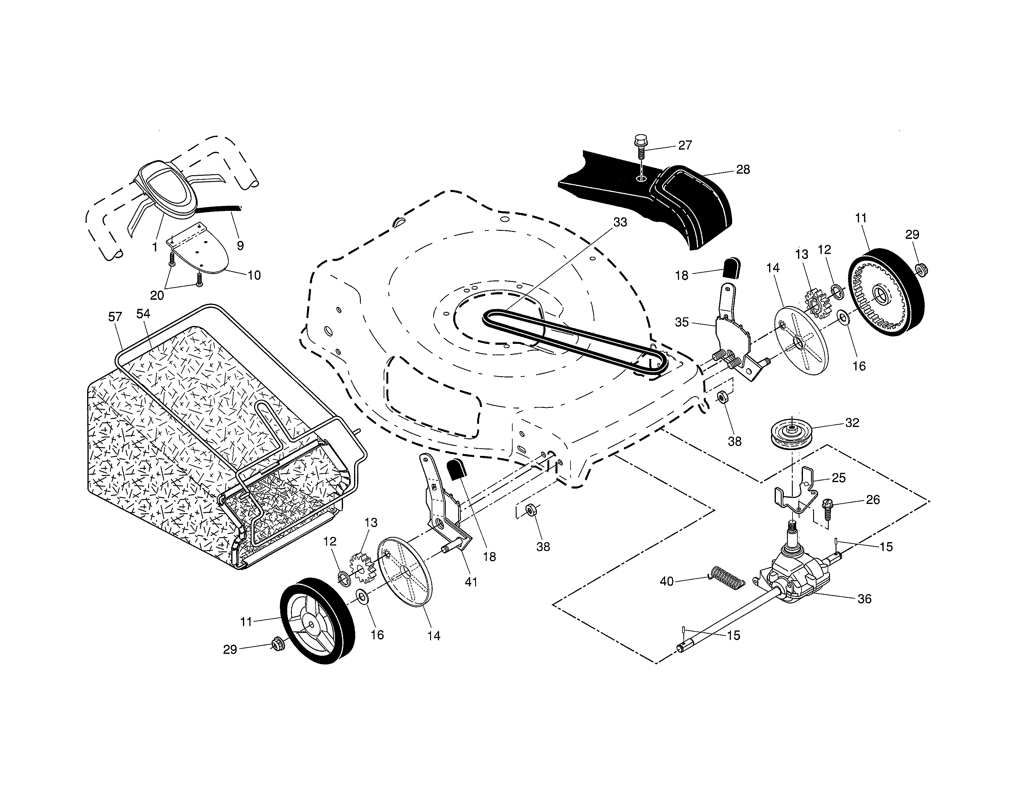 Drive control/gear case/wheels