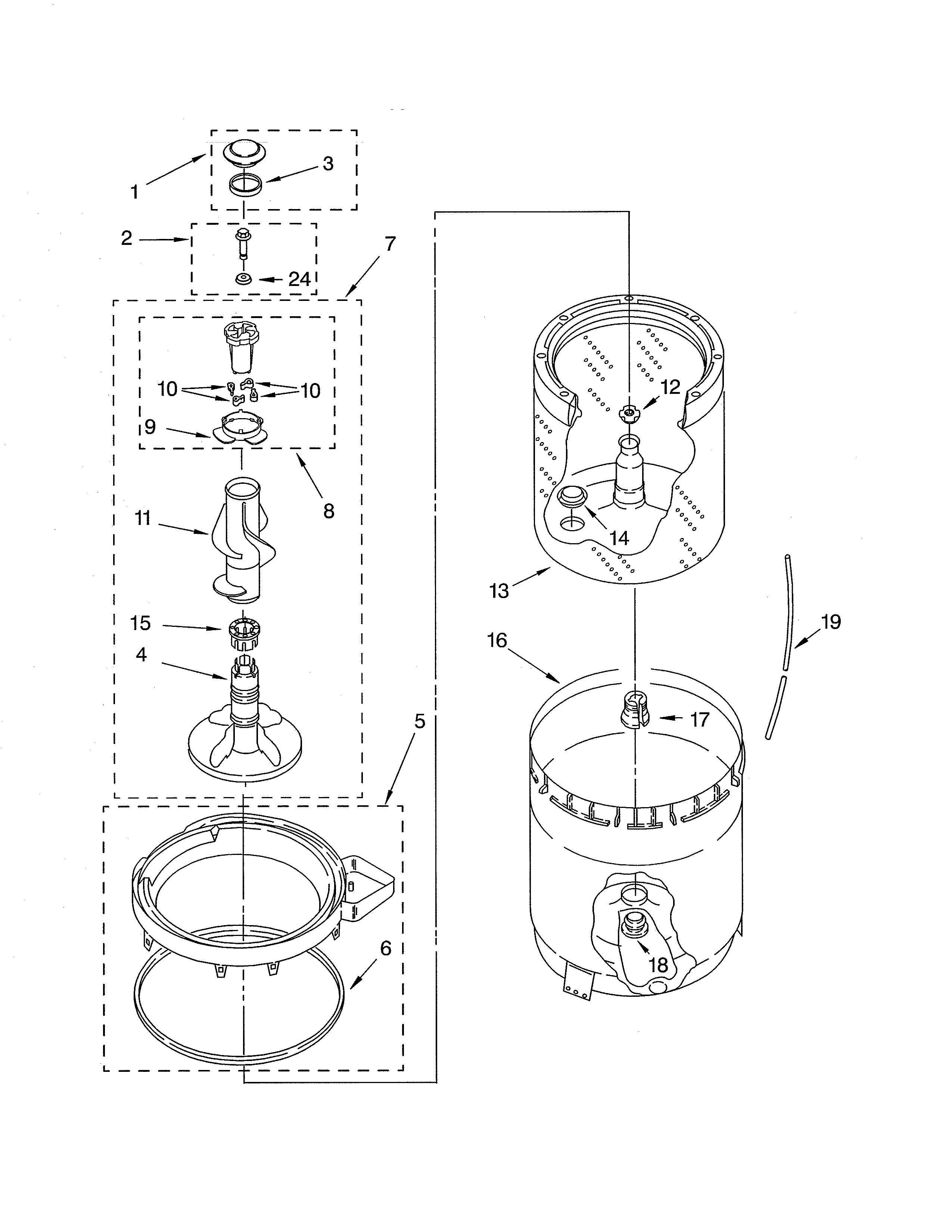 Agitator/basket/tub