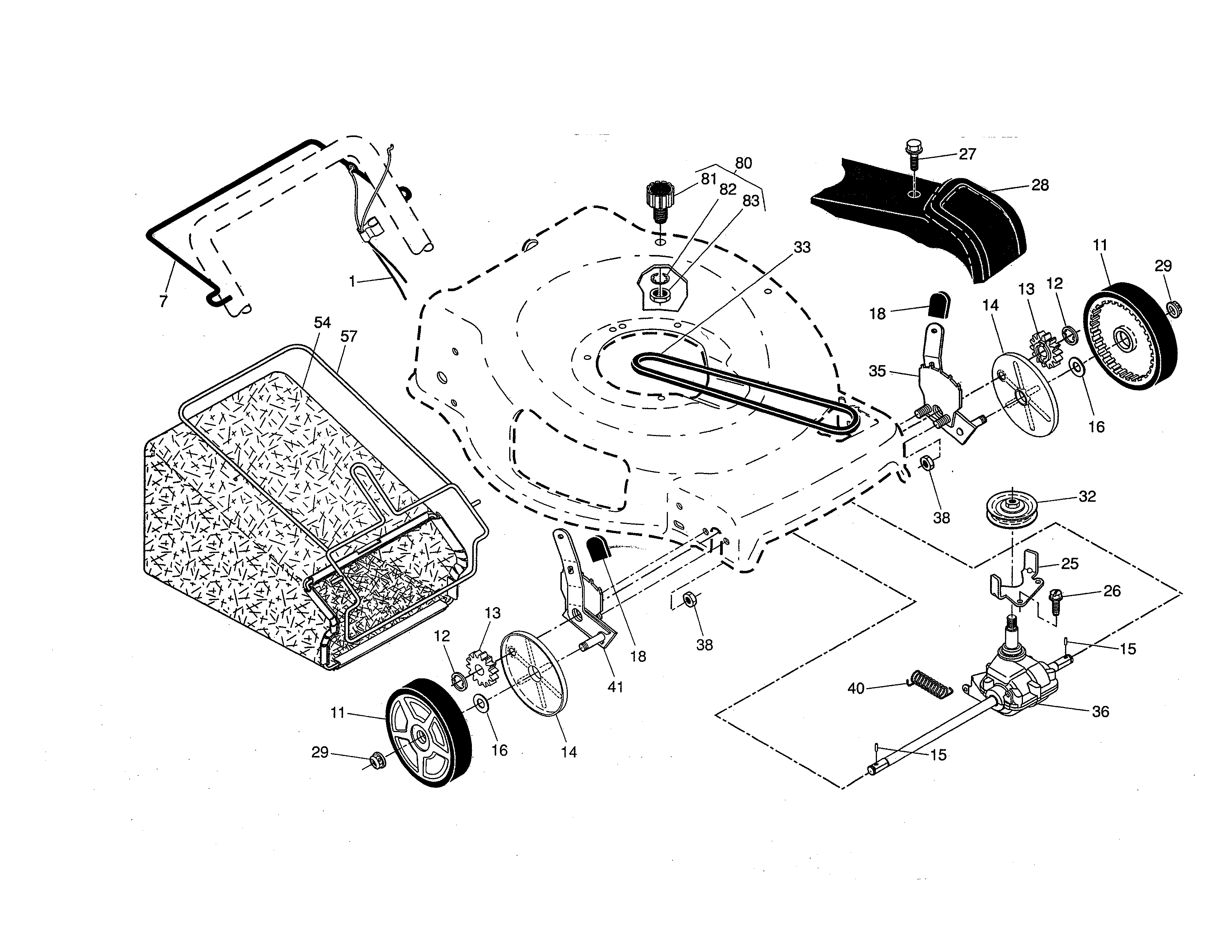 Drive control/gear case/wheels