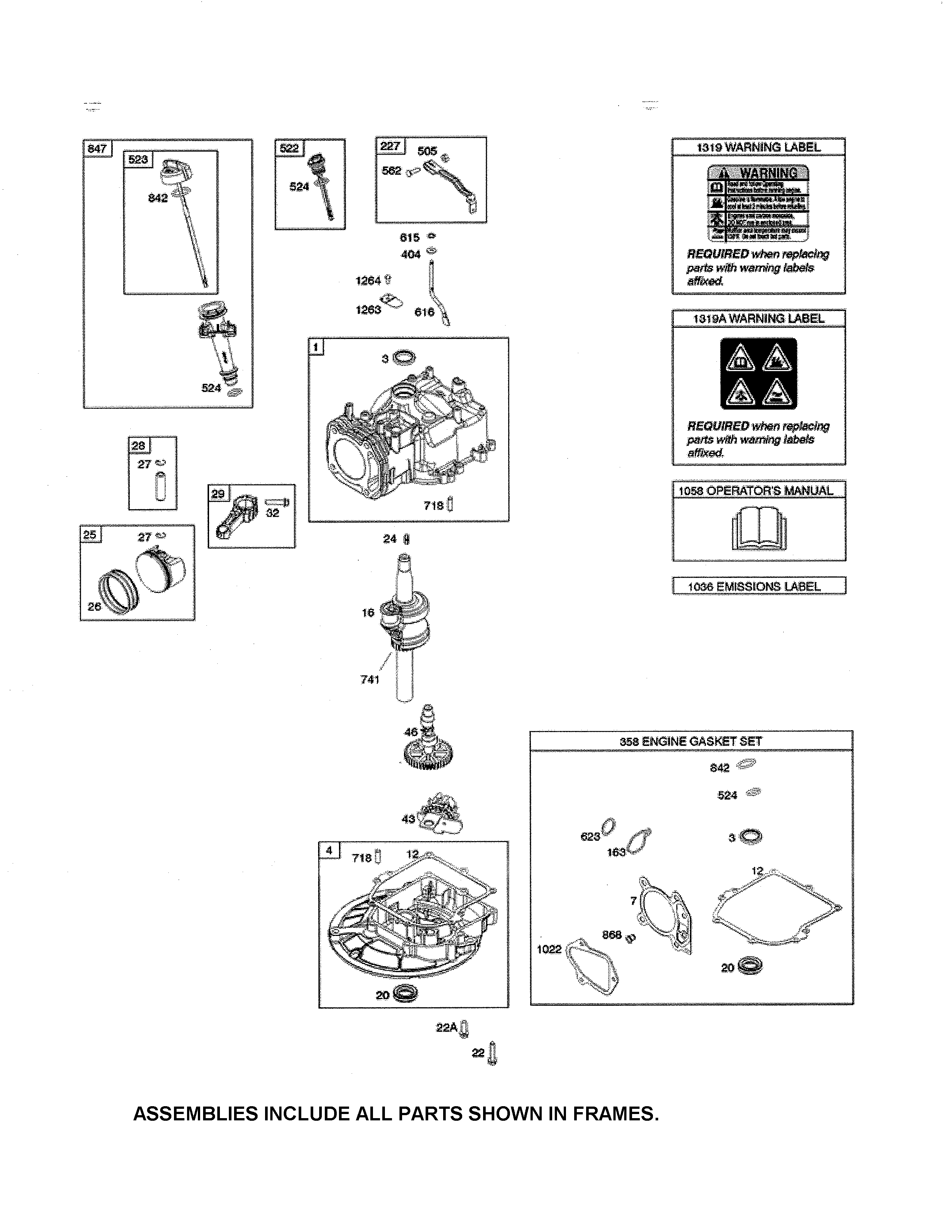Crankshaft/cylinder/sump