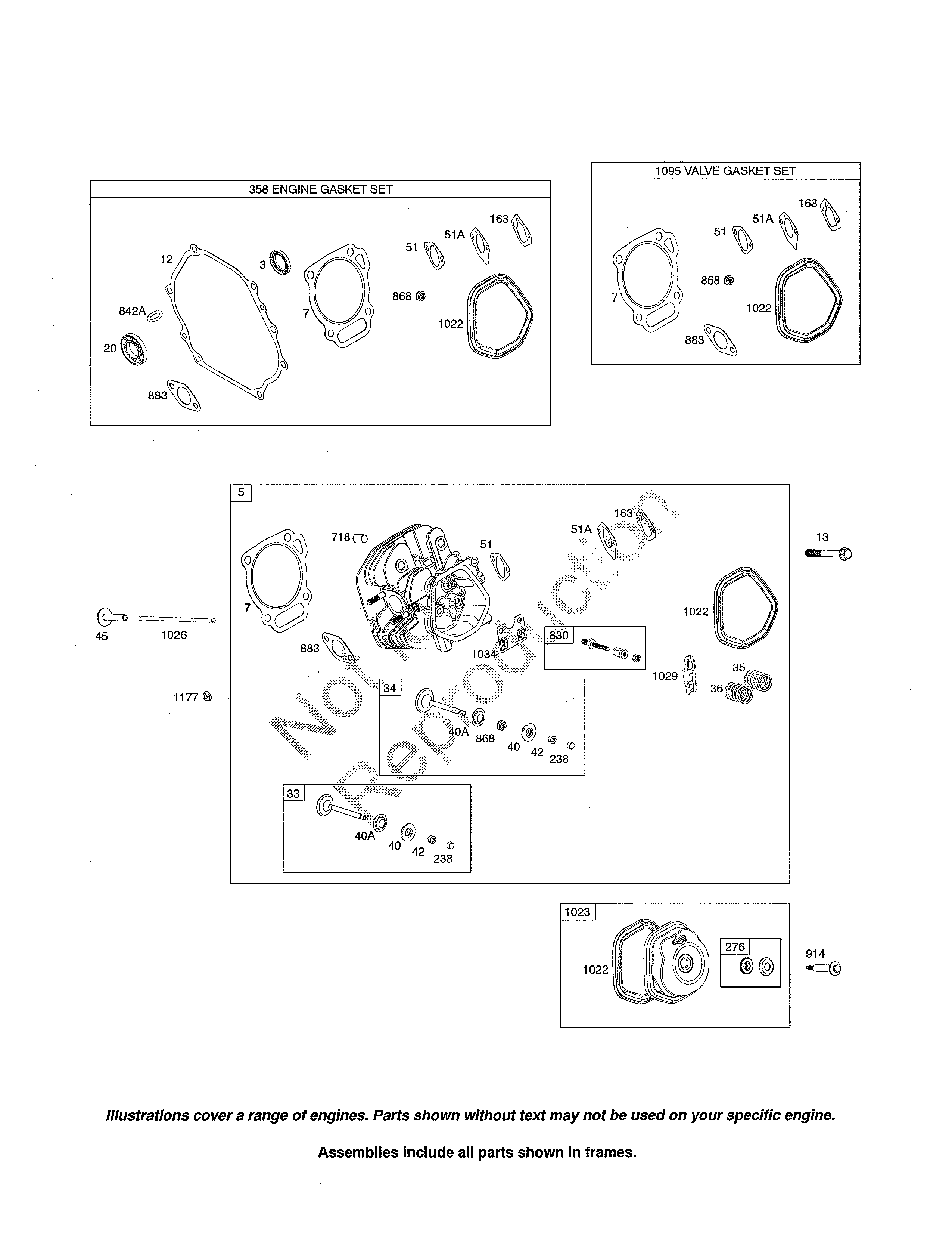 Head-cylinder/gasket sets