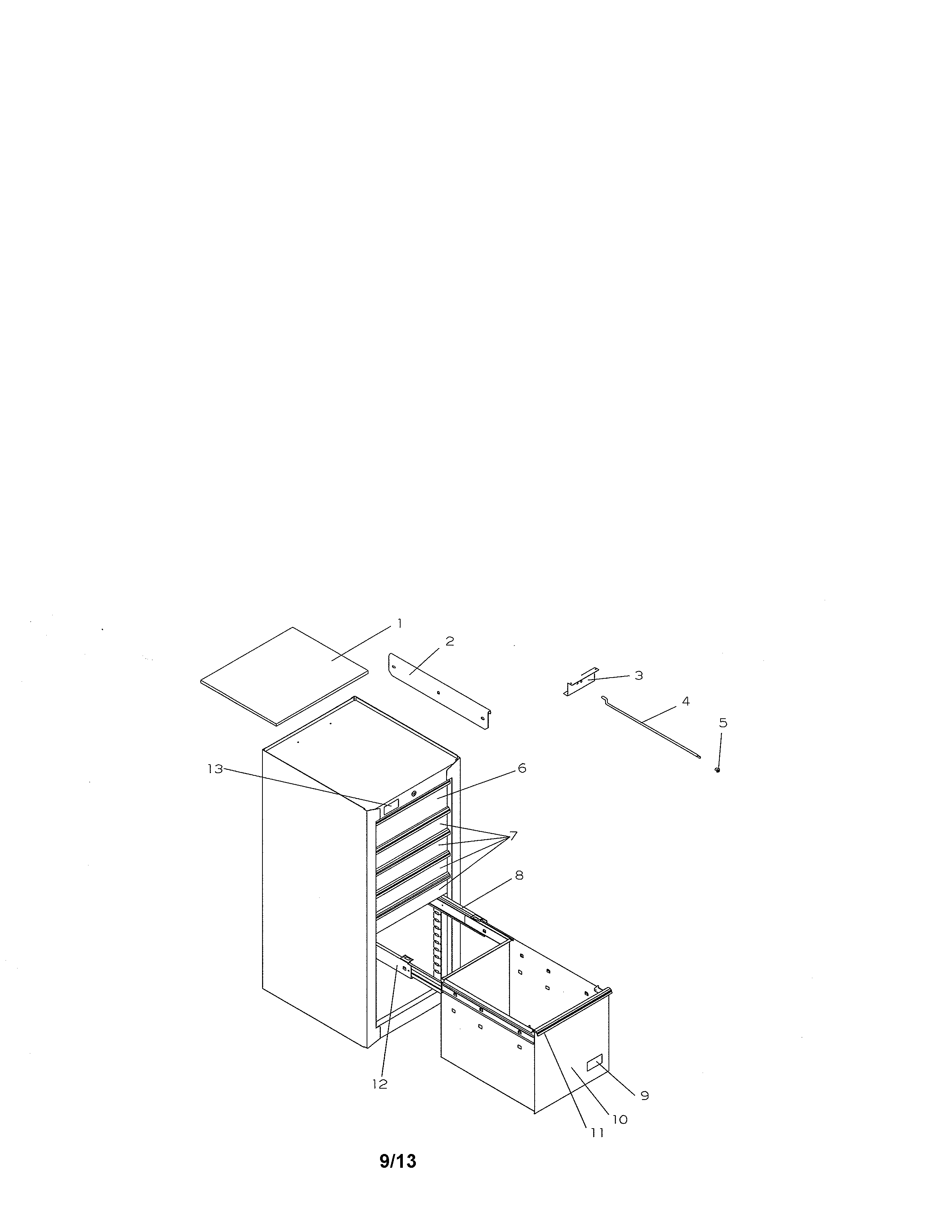6 drawer professional side cabinet