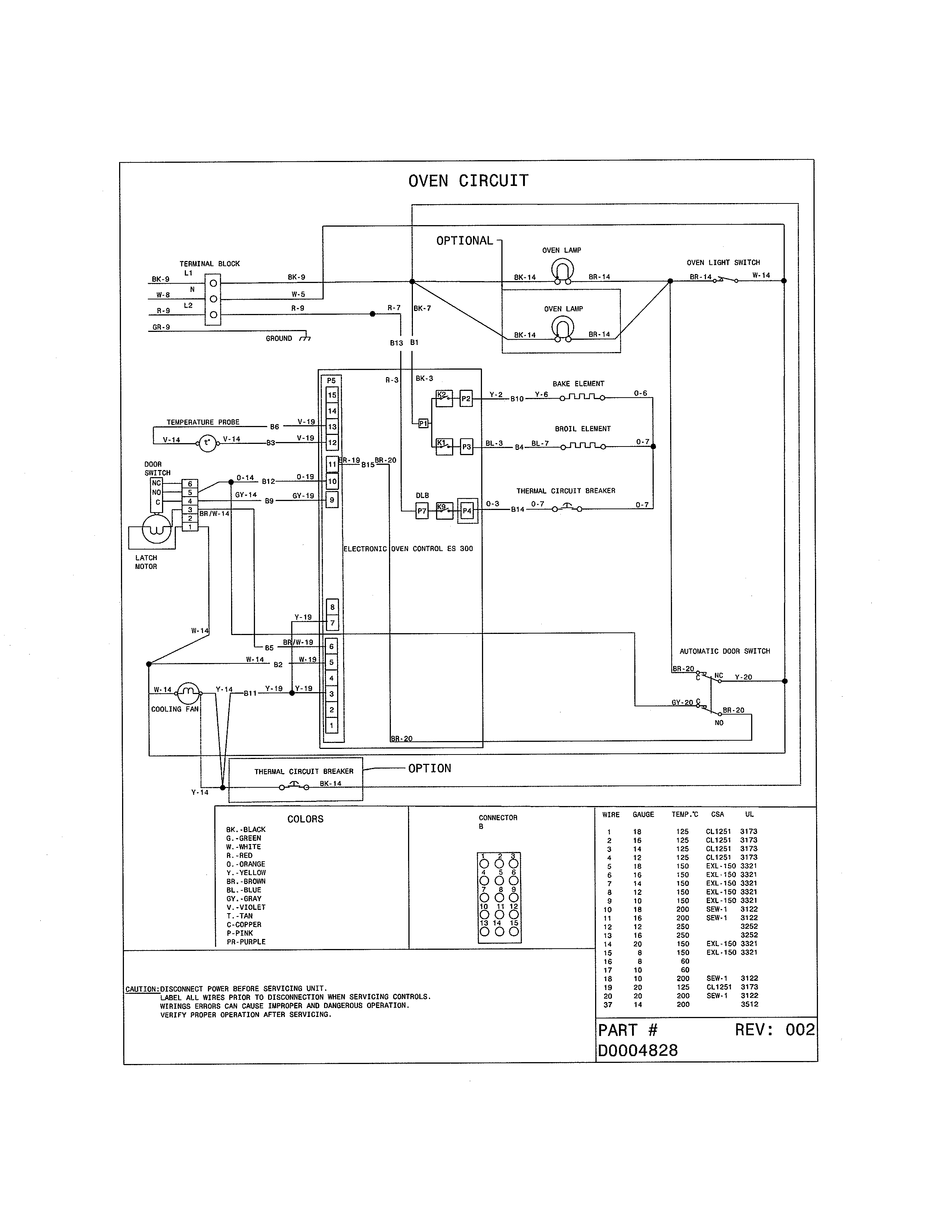 WIRING DIAGRAM - OVEN CIRCUIT