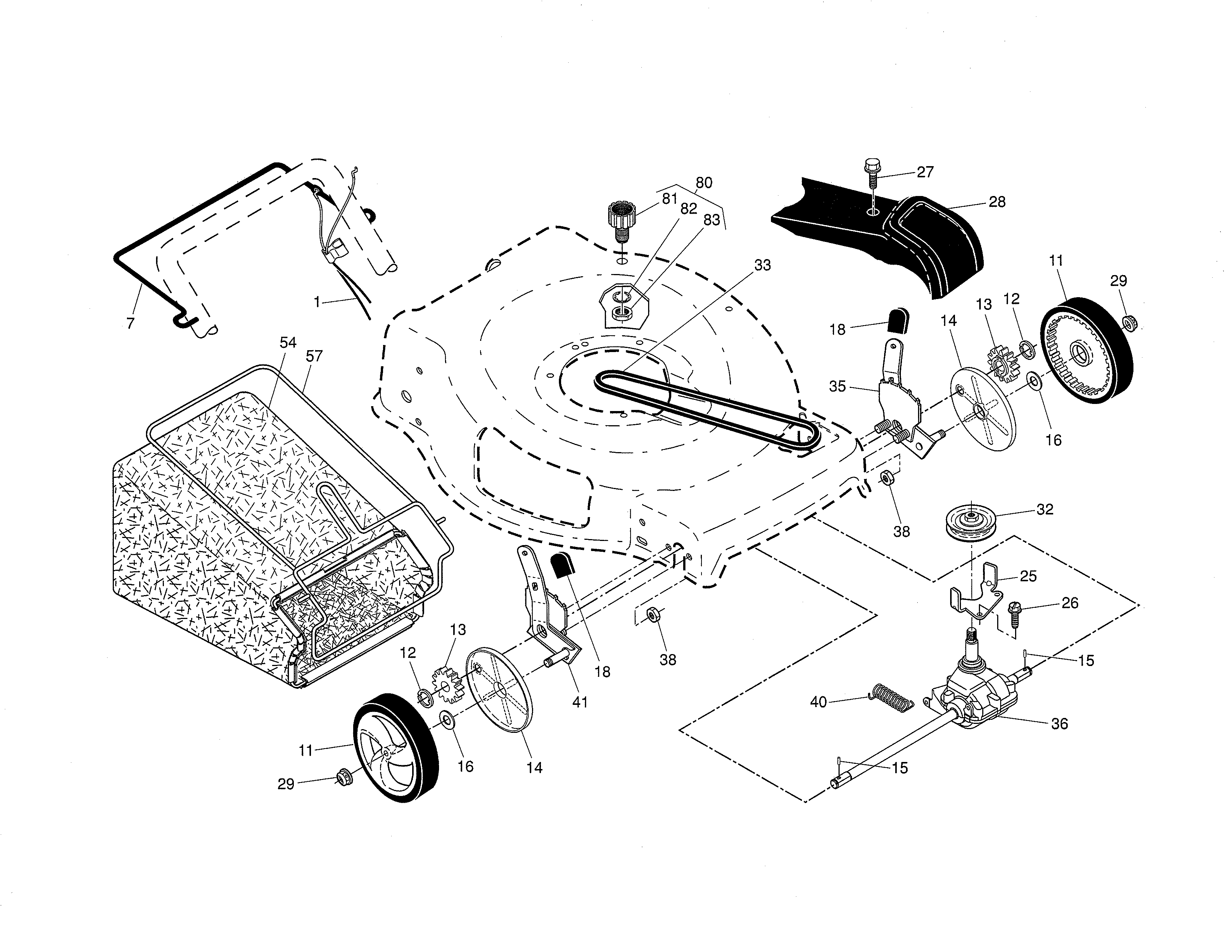 Drive control/gear case/wheels