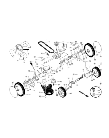 Drive control/gear case/wheels