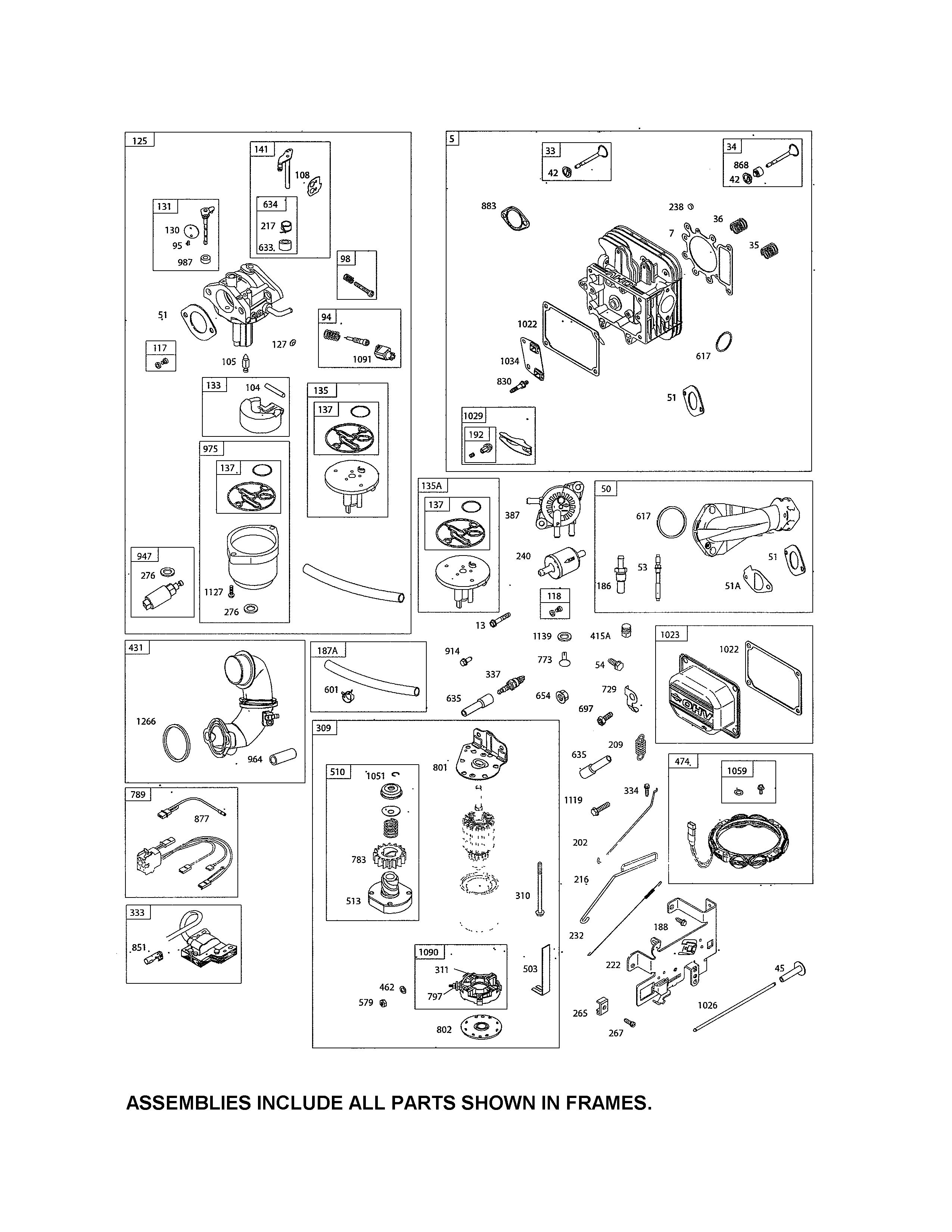Carburetor/head cylinder/motor starter