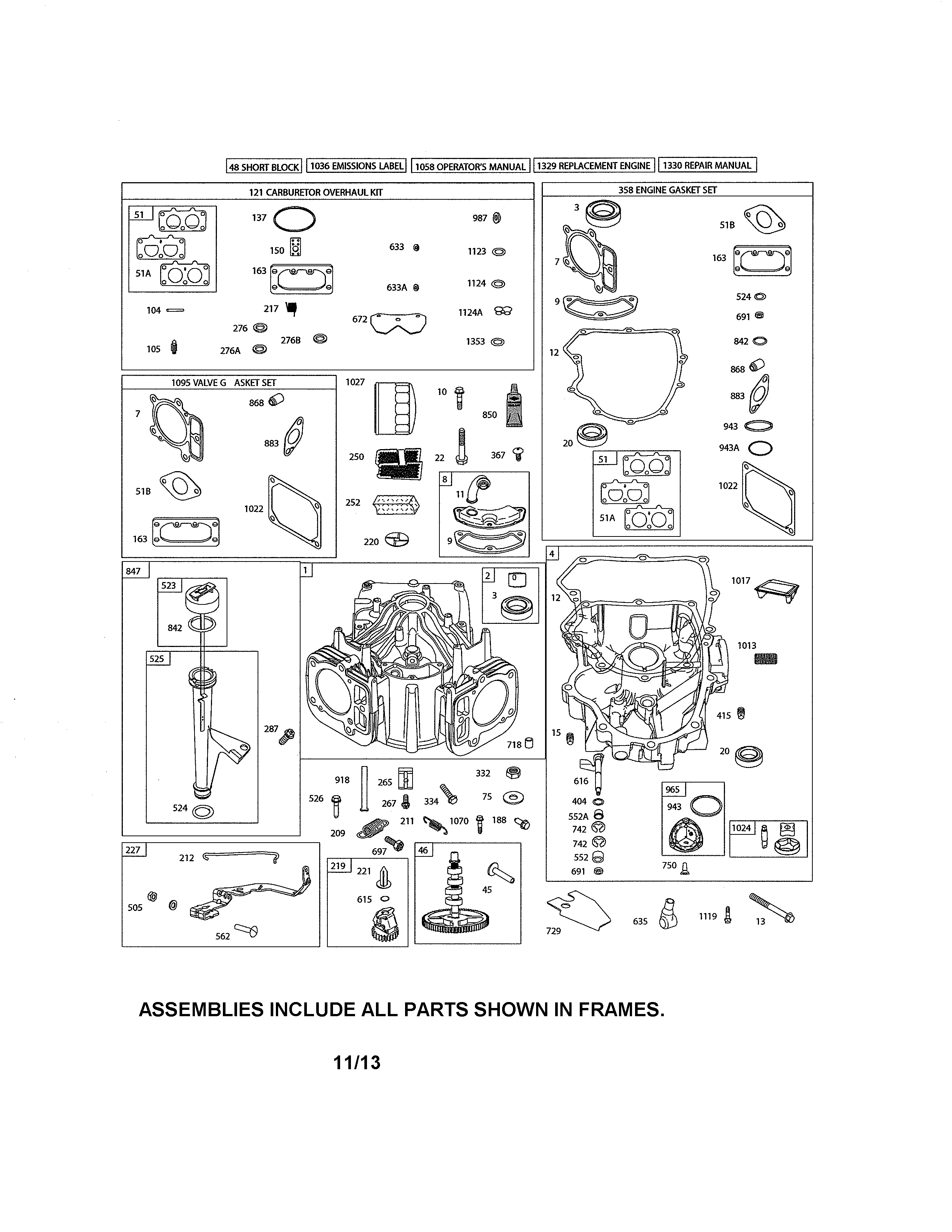 Cylinder/sump/gasket sets