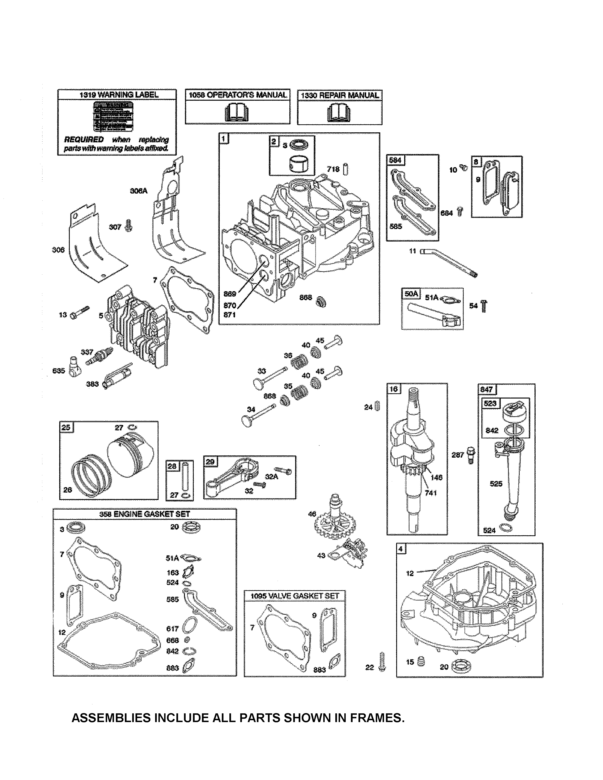 Cylinder/crankshaft/sump