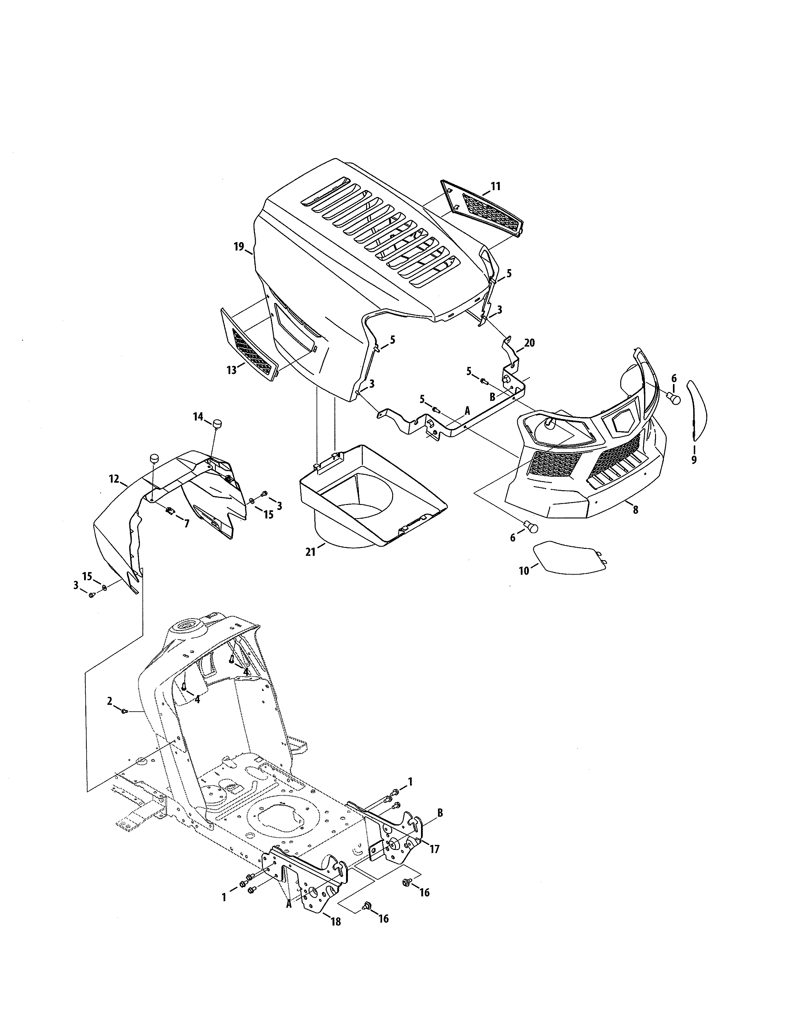Hood/bumper/plenum