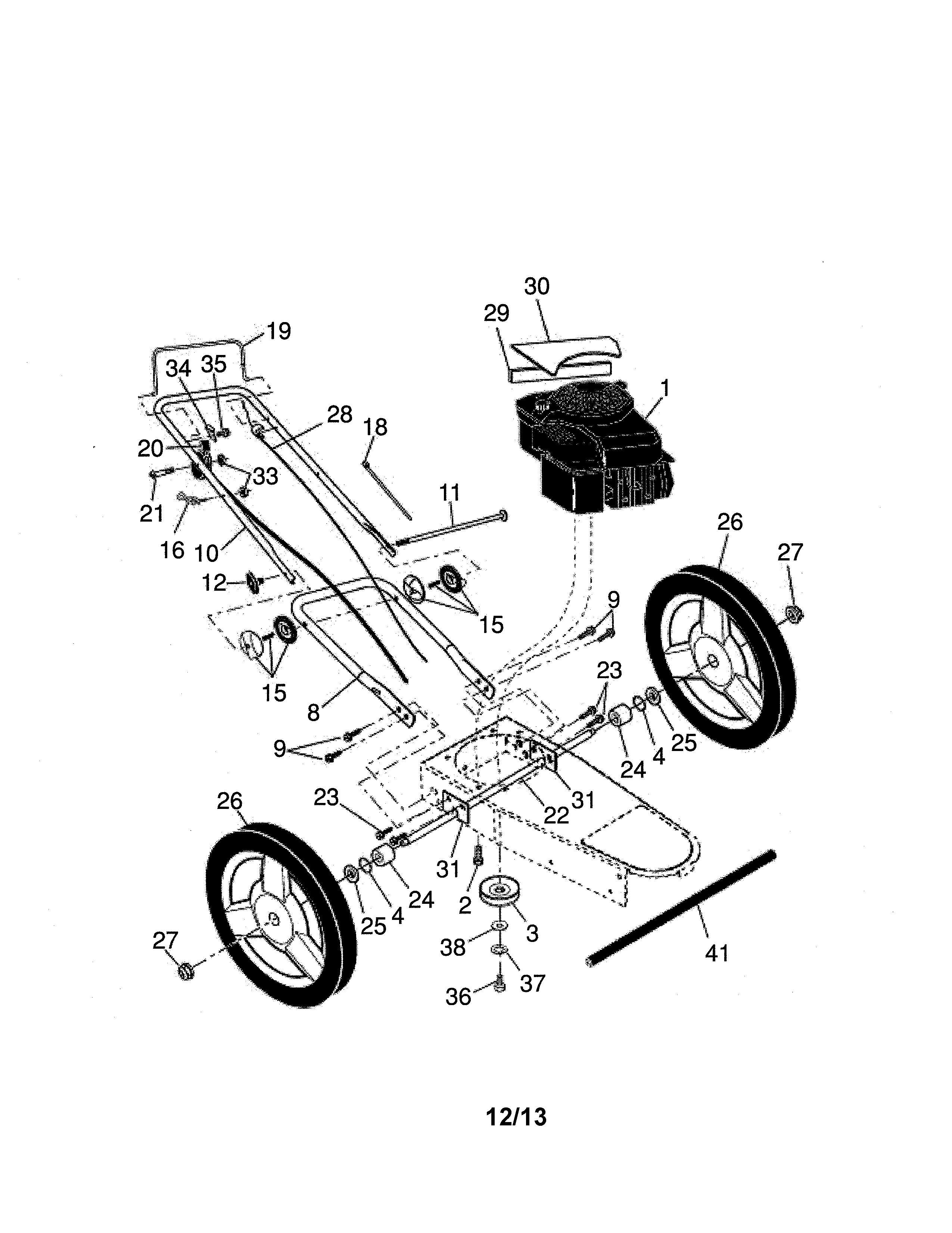 Engine/handle/wheels