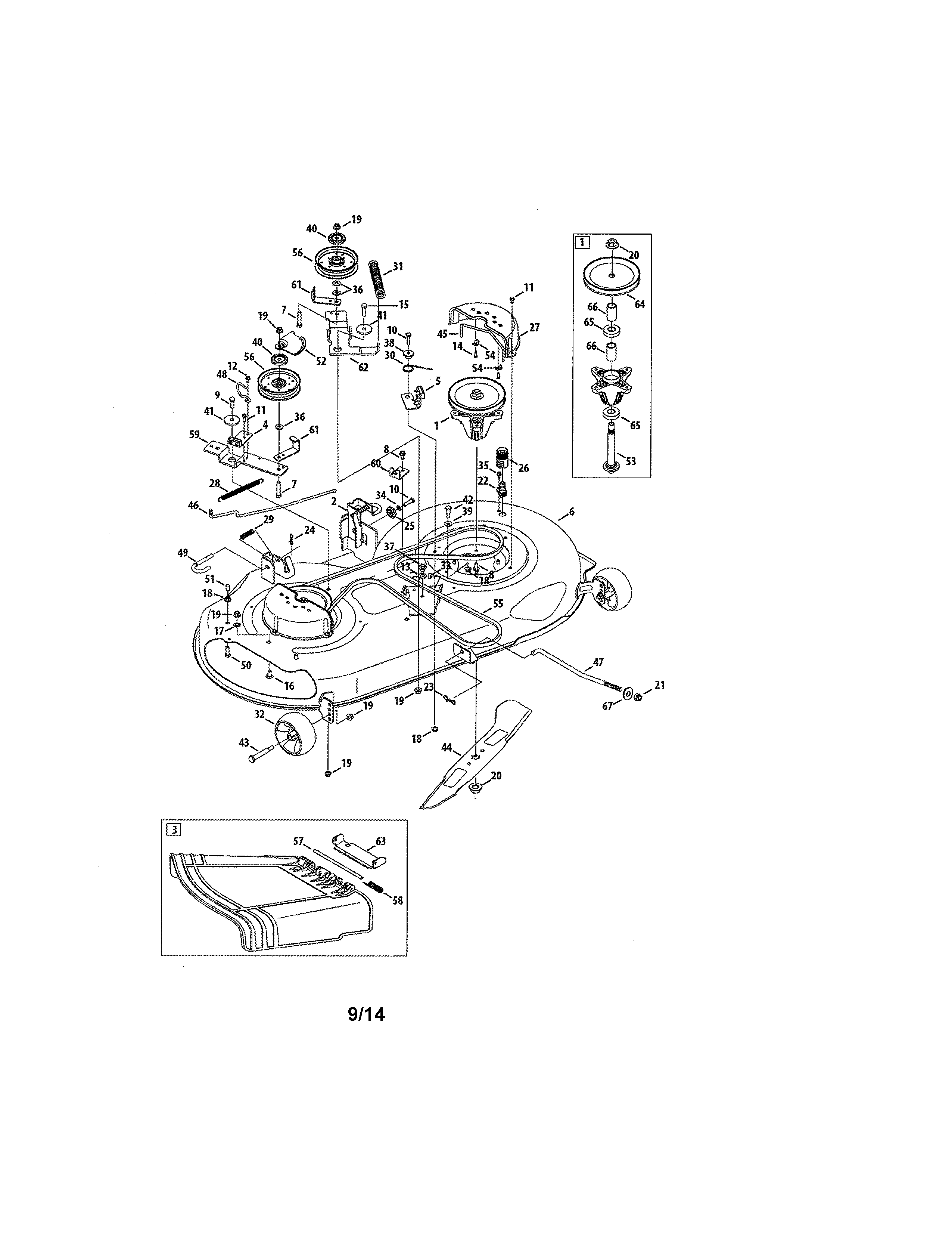 Deck/spindle/chute