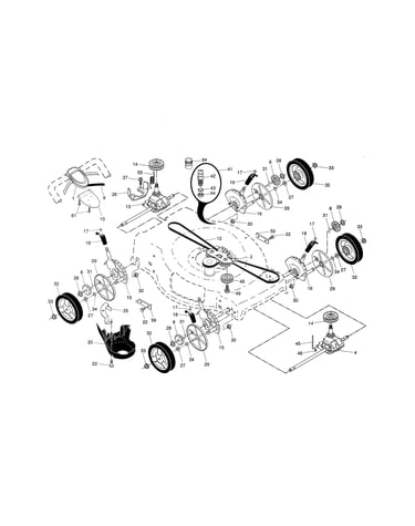 Drive control/gear case/wheels