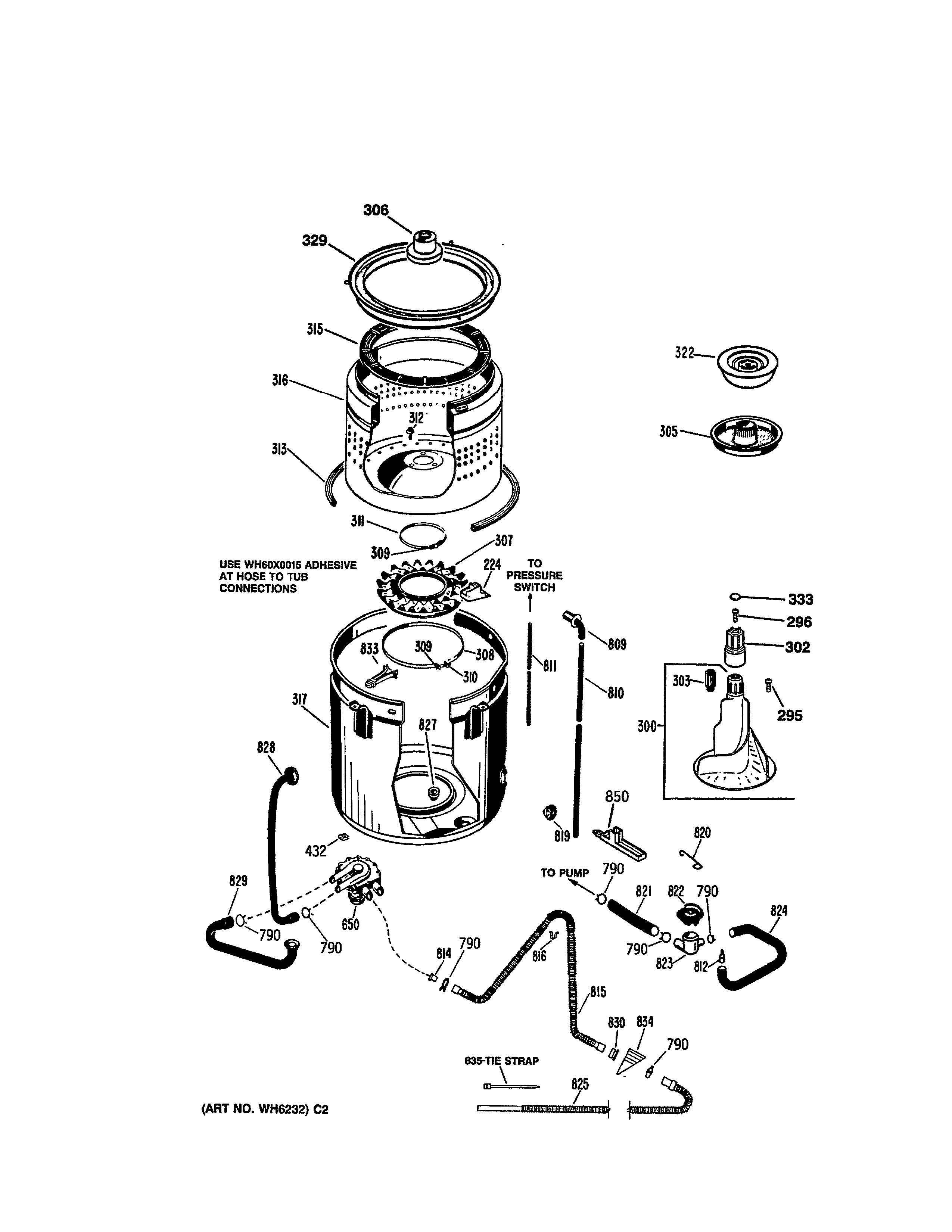 Tub/basket/agitator
