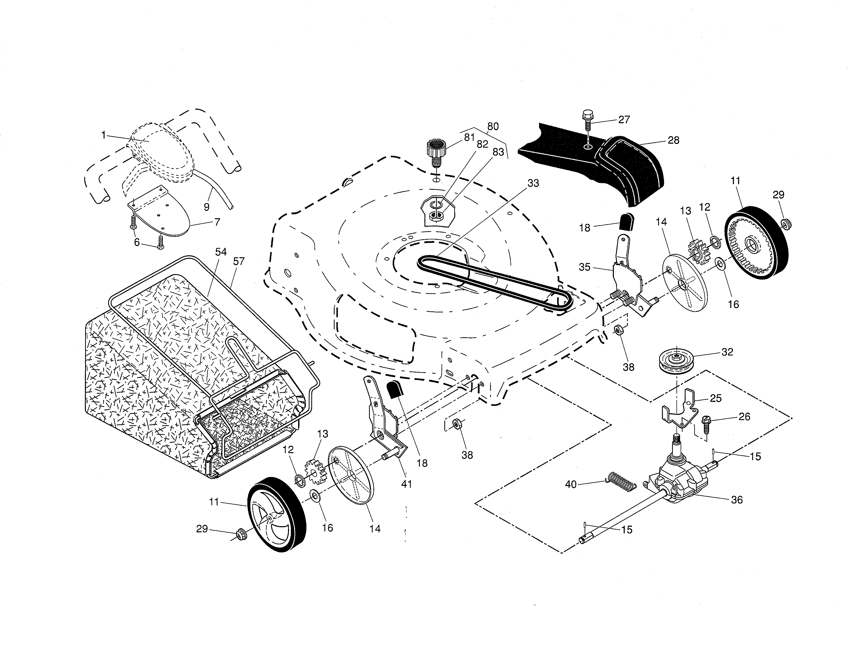 Drive control/gear case/wheels