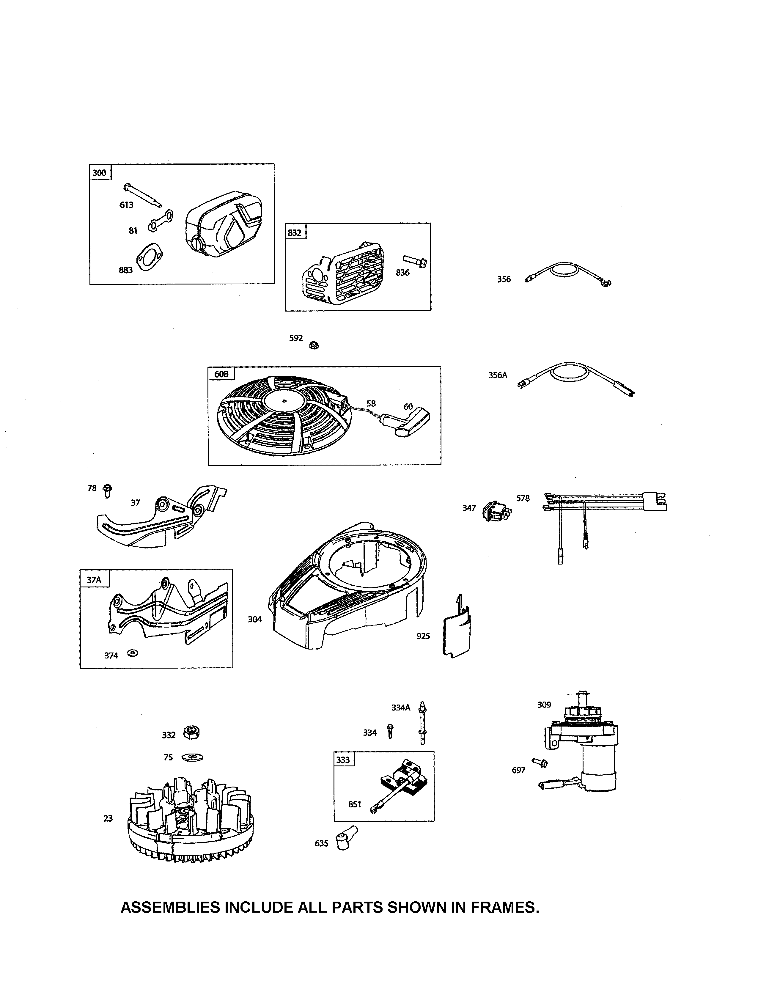 Muffler/flywheel/motor-starter
