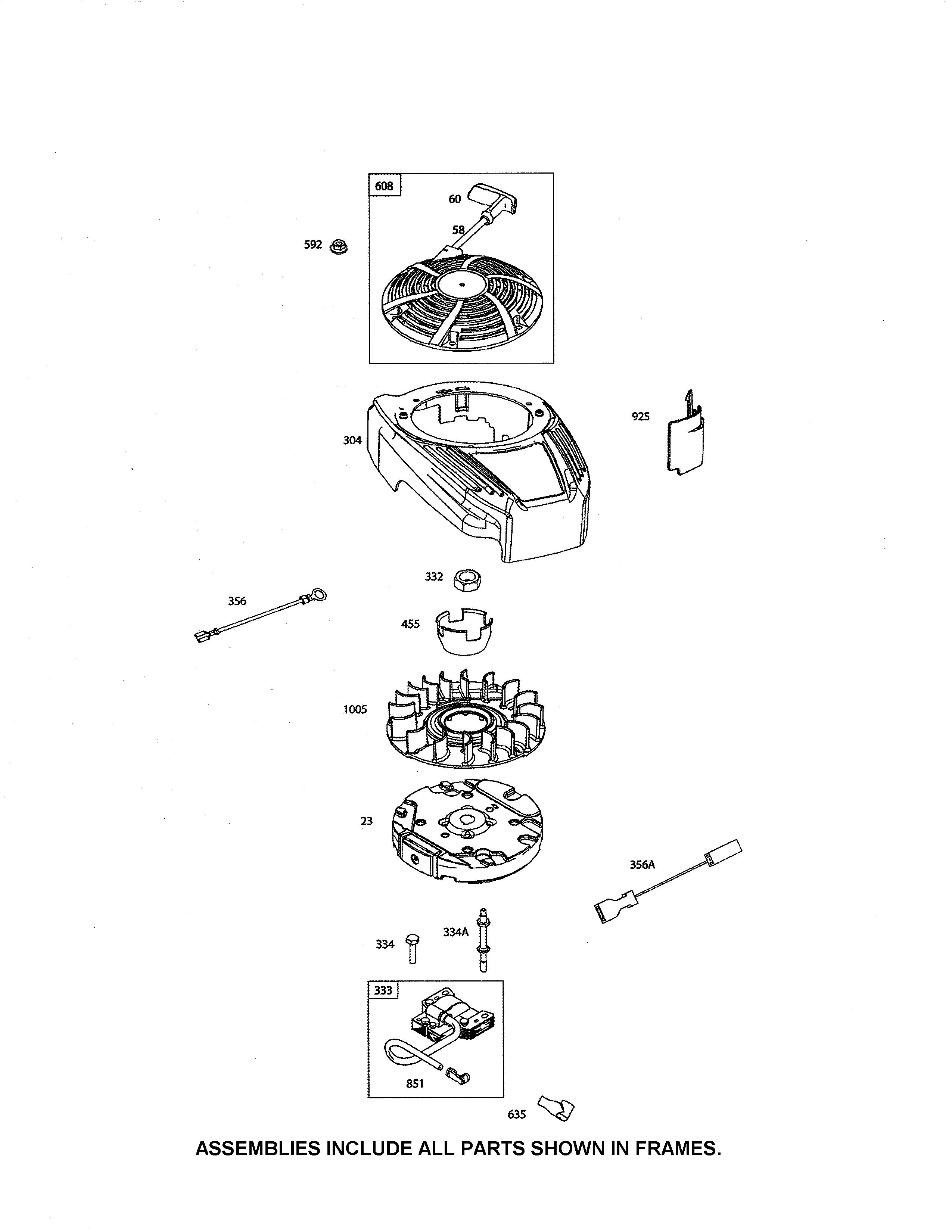 Rewind starter/flywheel