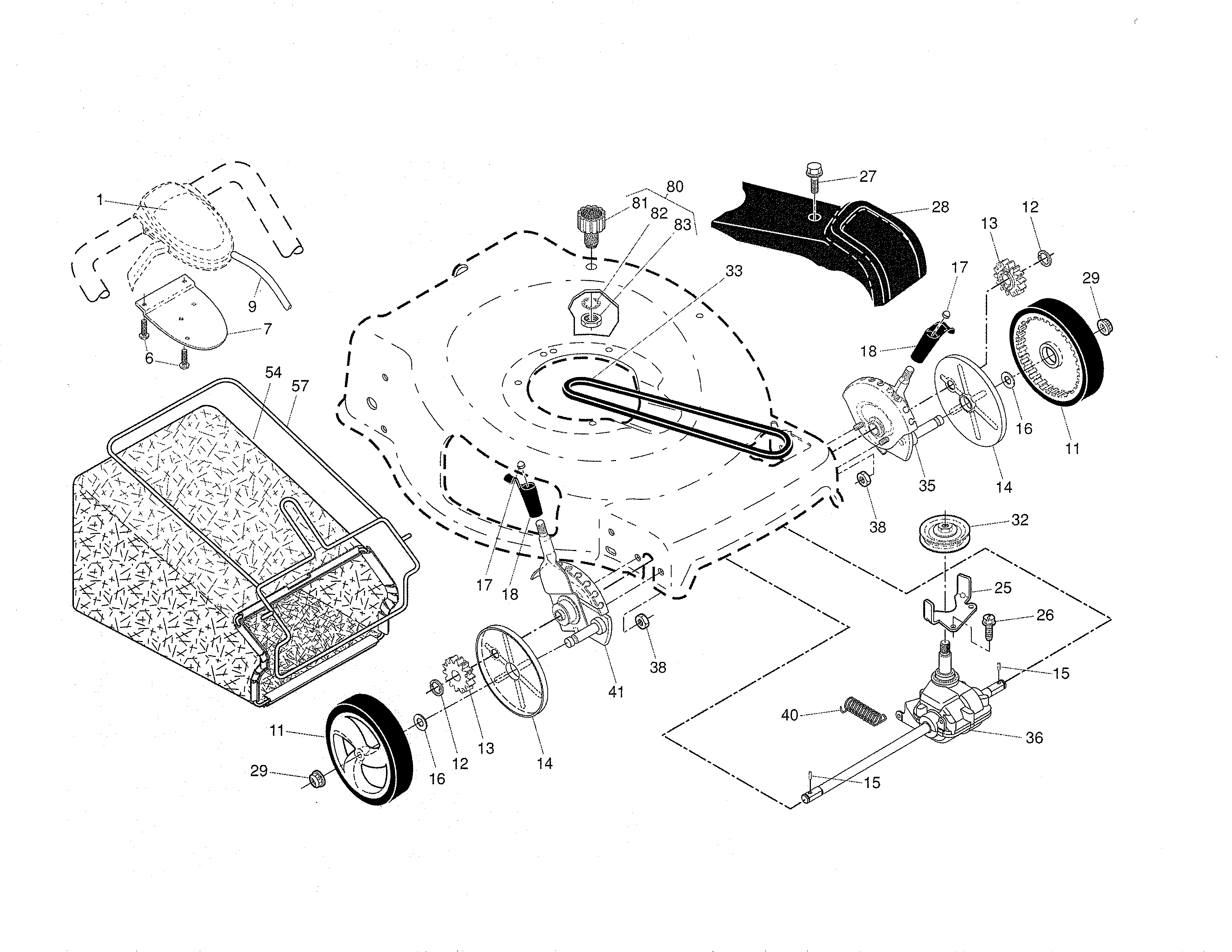 Drive control/gear case/wheels