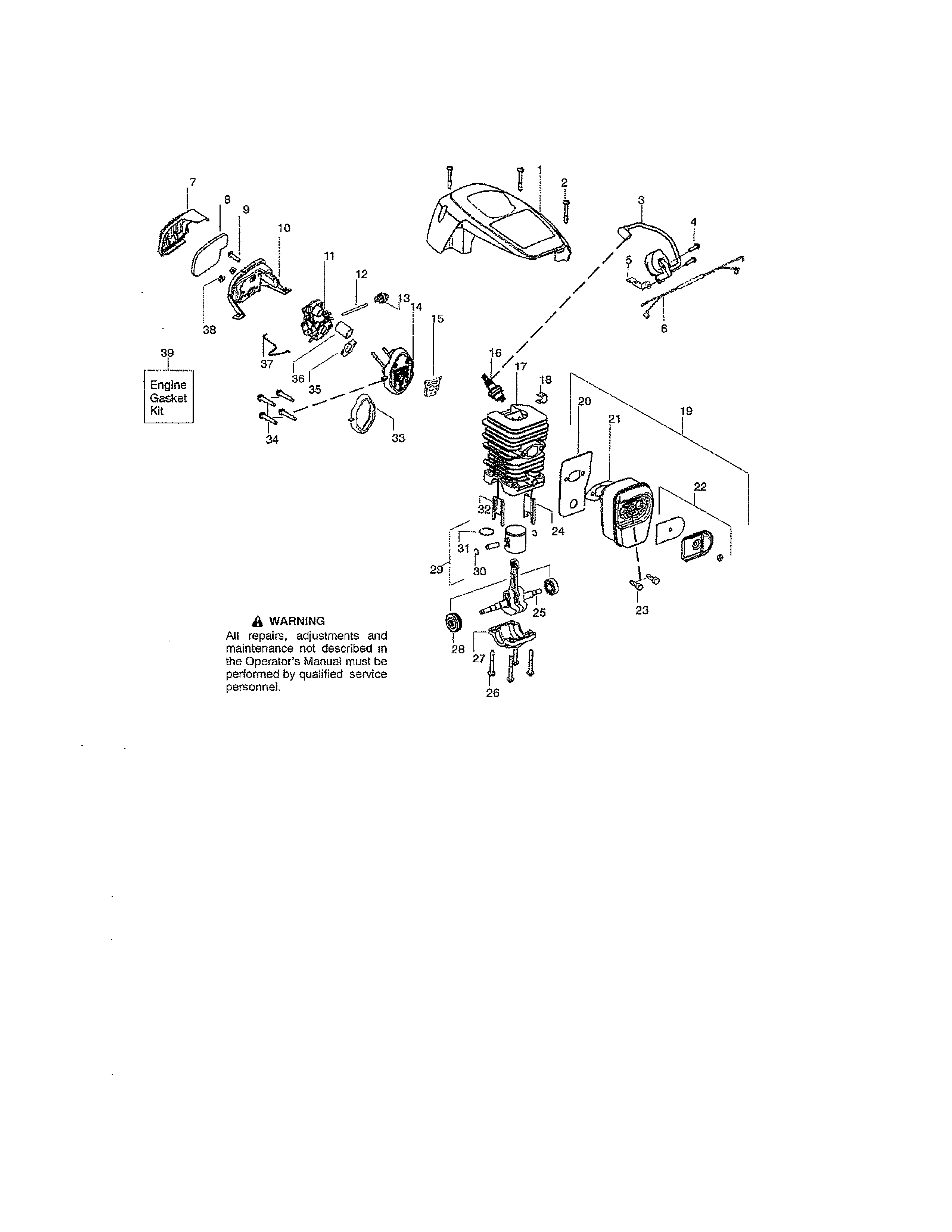Shield/cylinder/crankshaft
