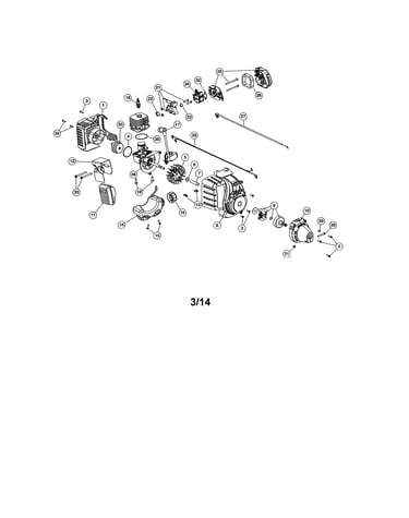 Cylinder/muffler/fuel tank