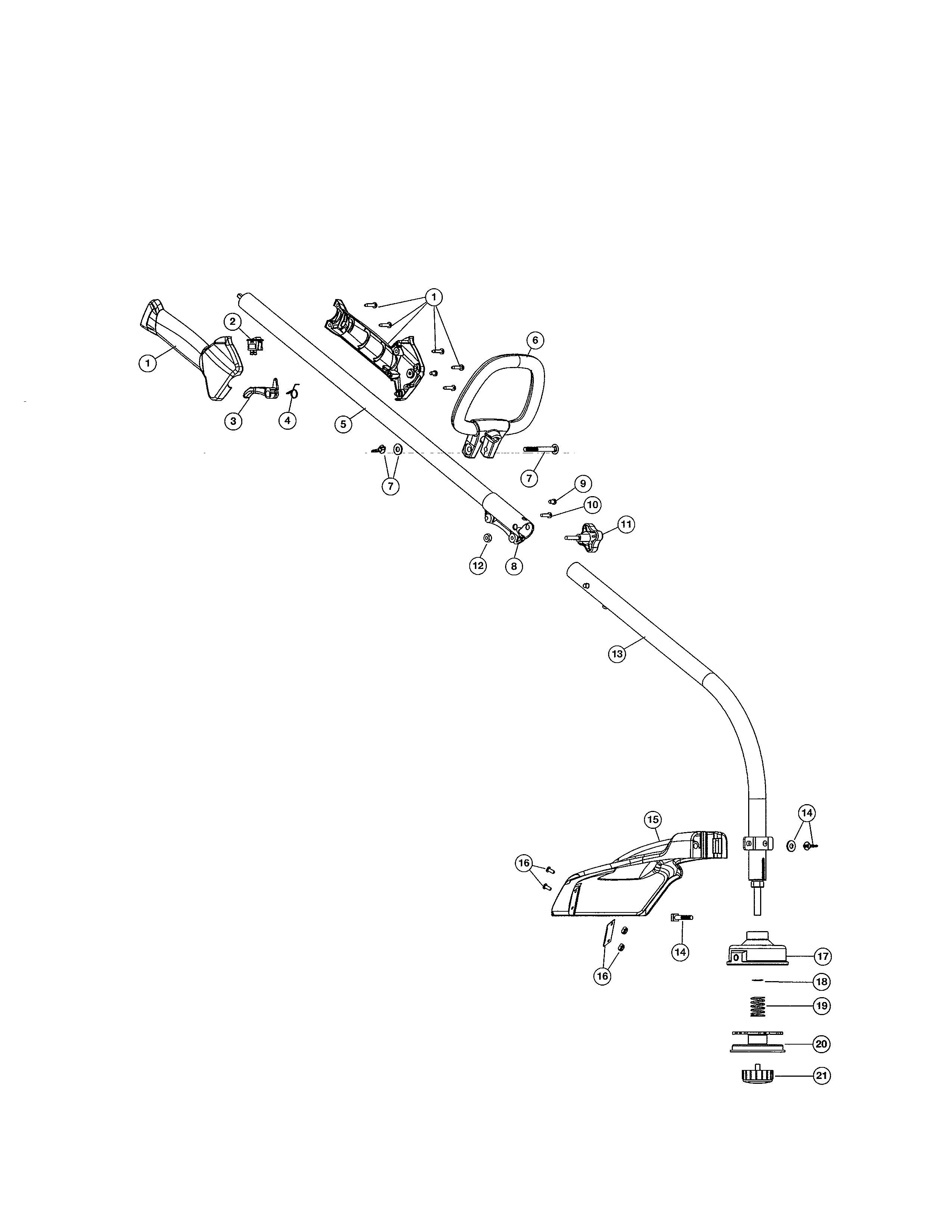 Driveshaft/handle/shield