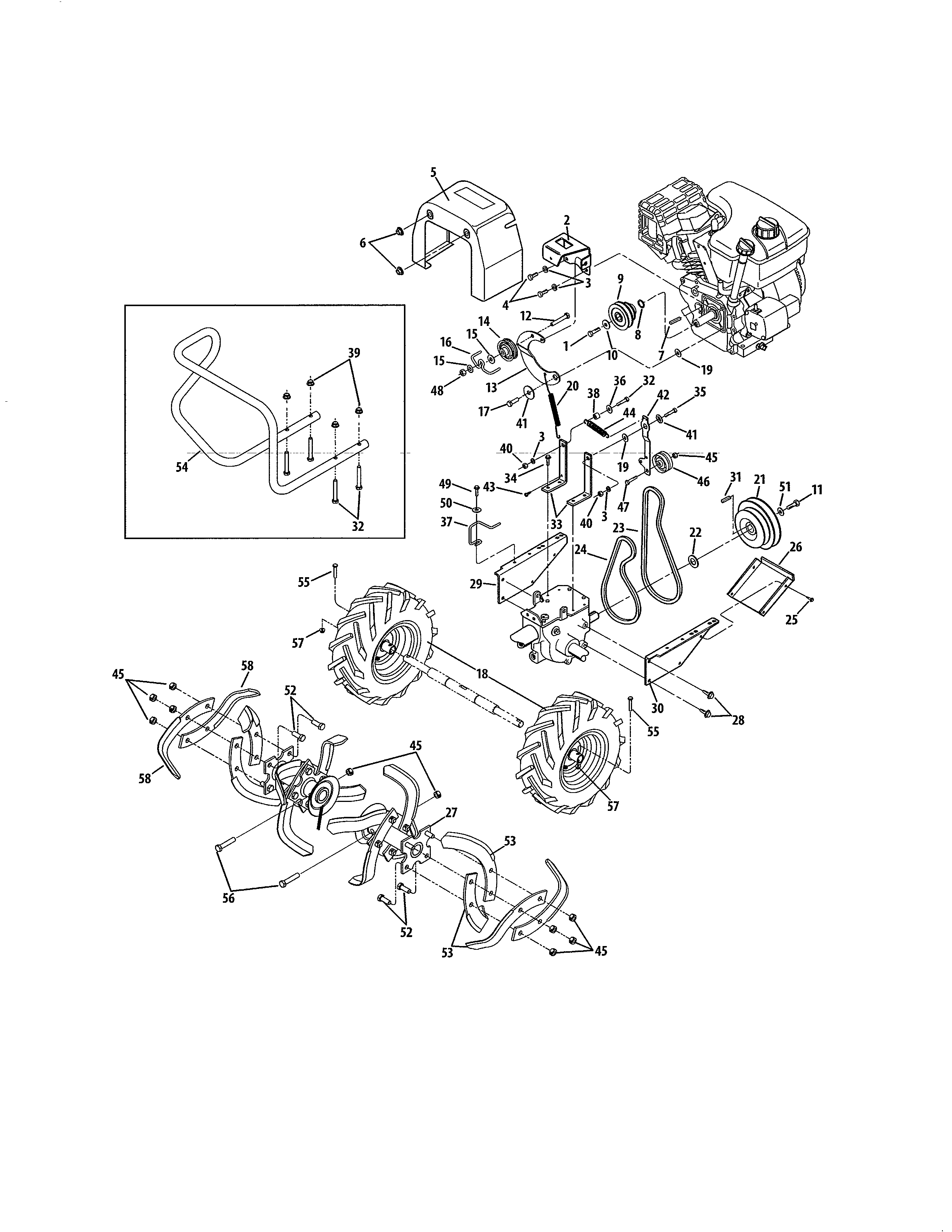 Tines/engine/wheels