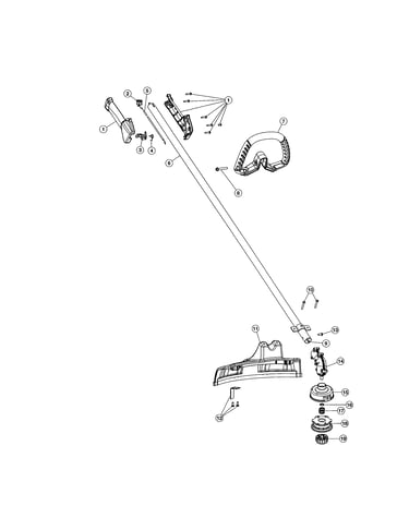 Drive shaft/handle/shield