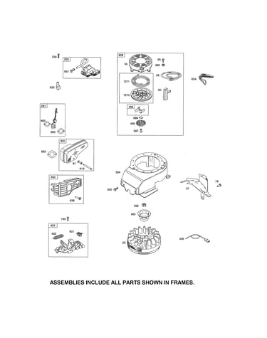 Starter-rewind/flywheel/muffler