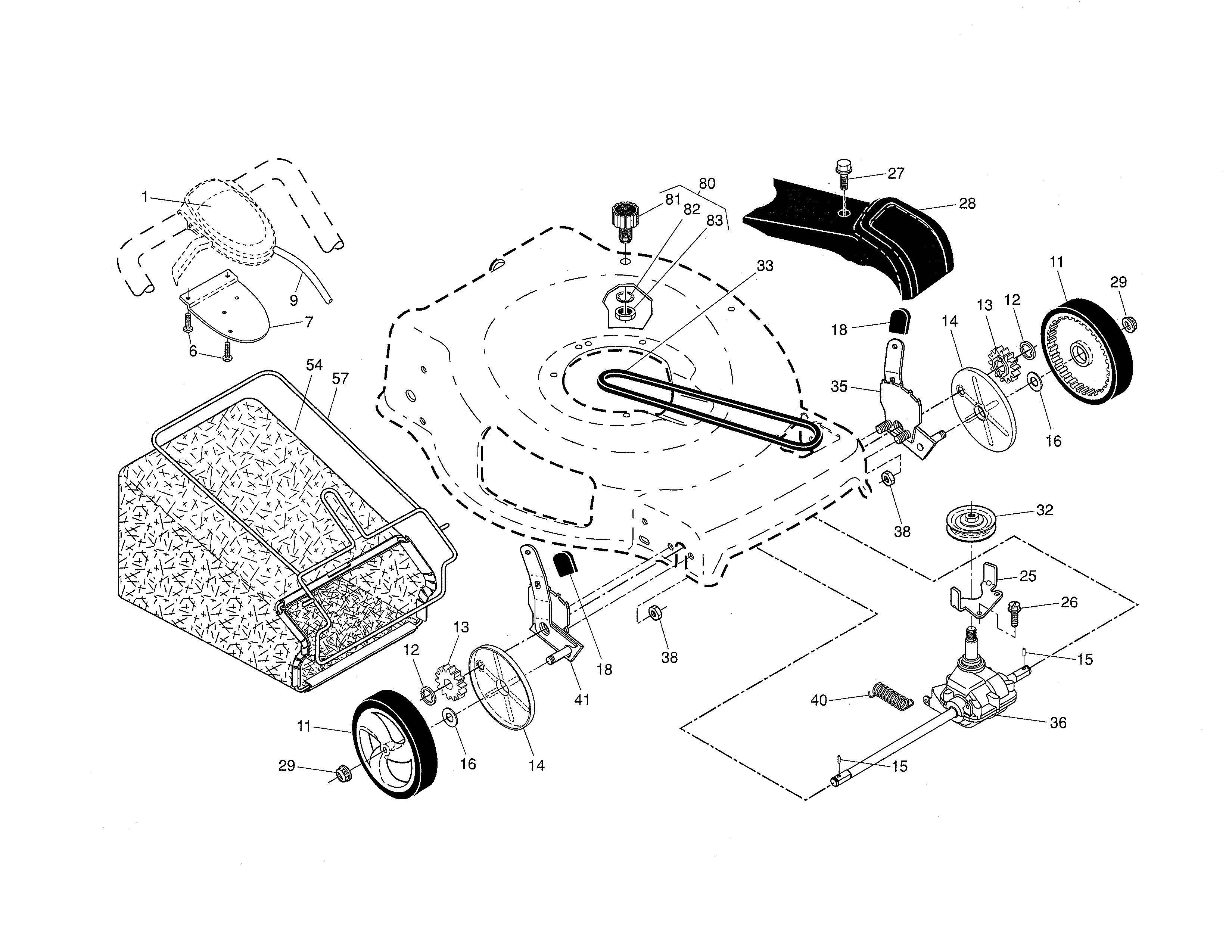 Drive control/gear case/wheels