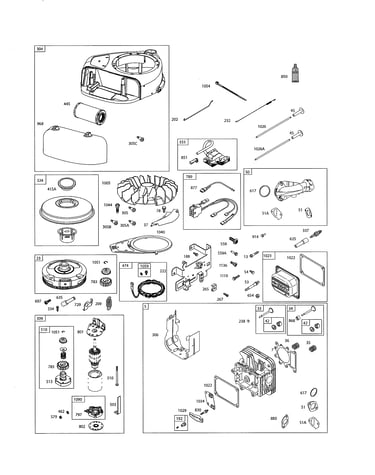 Head-cylinder/motor-starter/blower housing