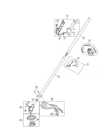 Drive shaft/shield/handle